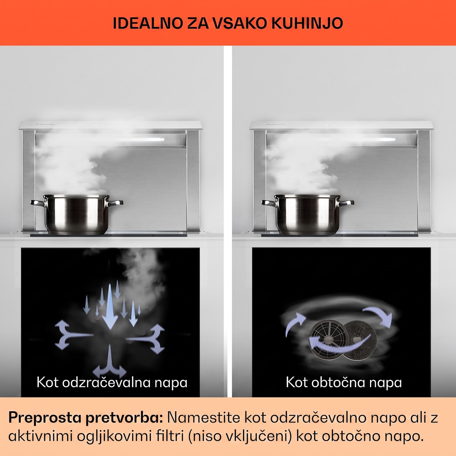 Royal Flush Eco, napa, 60 cm, 604 m³/h, A+ 60 cm | Nerjaveče jeklo | Nerjaveče jeklo