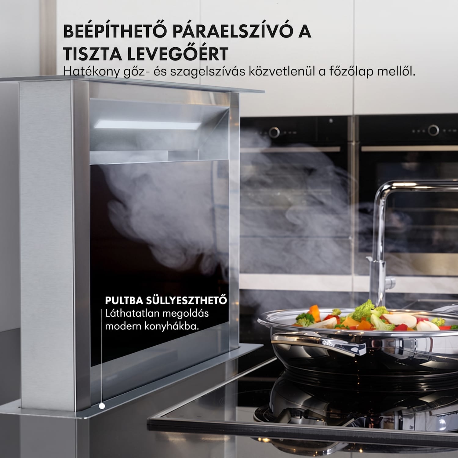 Royal Flush Eco, páraelszívó, 60 cm, 576 m³/ó, A+ 60 cm | Fekete márvány | Rozsdamentes acél