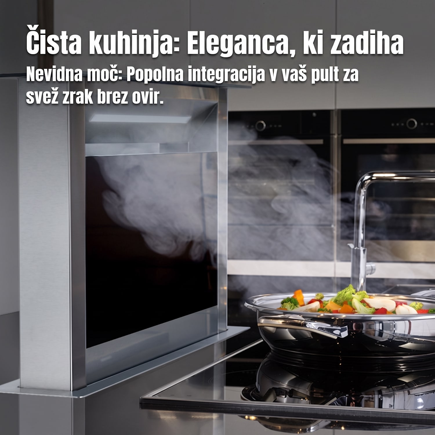 Royal Flush Eco, kuhinjska napa, 60 cm, 604 m³/h, A+ 60 cm | Črni marmor | Nerjaveče jeklo