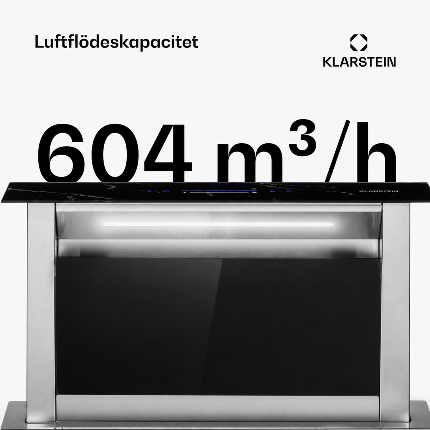 Royal Flush Eco köksfläkt 60 cm 604 m³/h A+ 60 cm | Svart Marmor | Silver