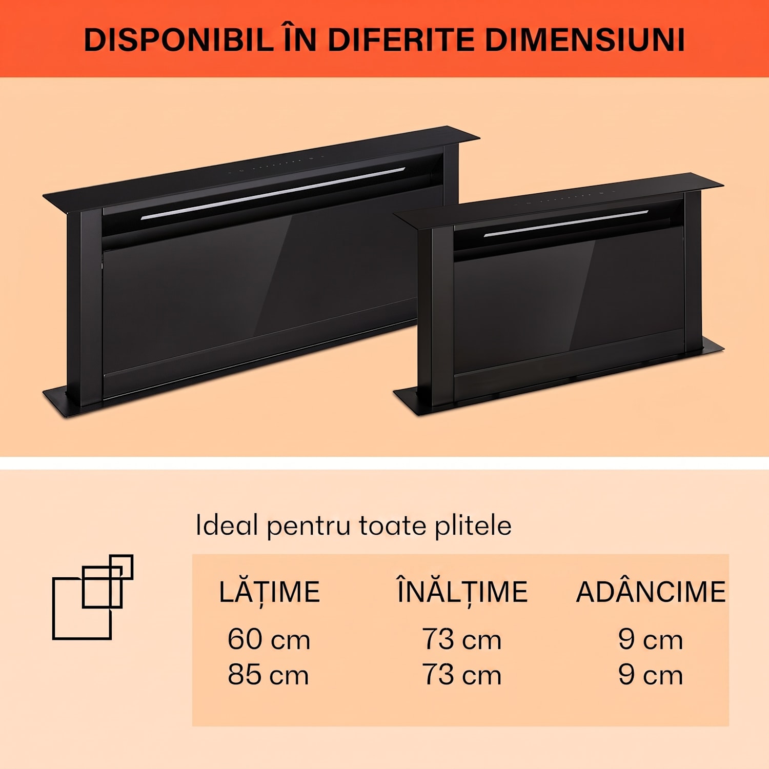 Royal Flush Eco, hota, 90 cm, 714 m³/h, A+ 90 cm | Negru | Negru