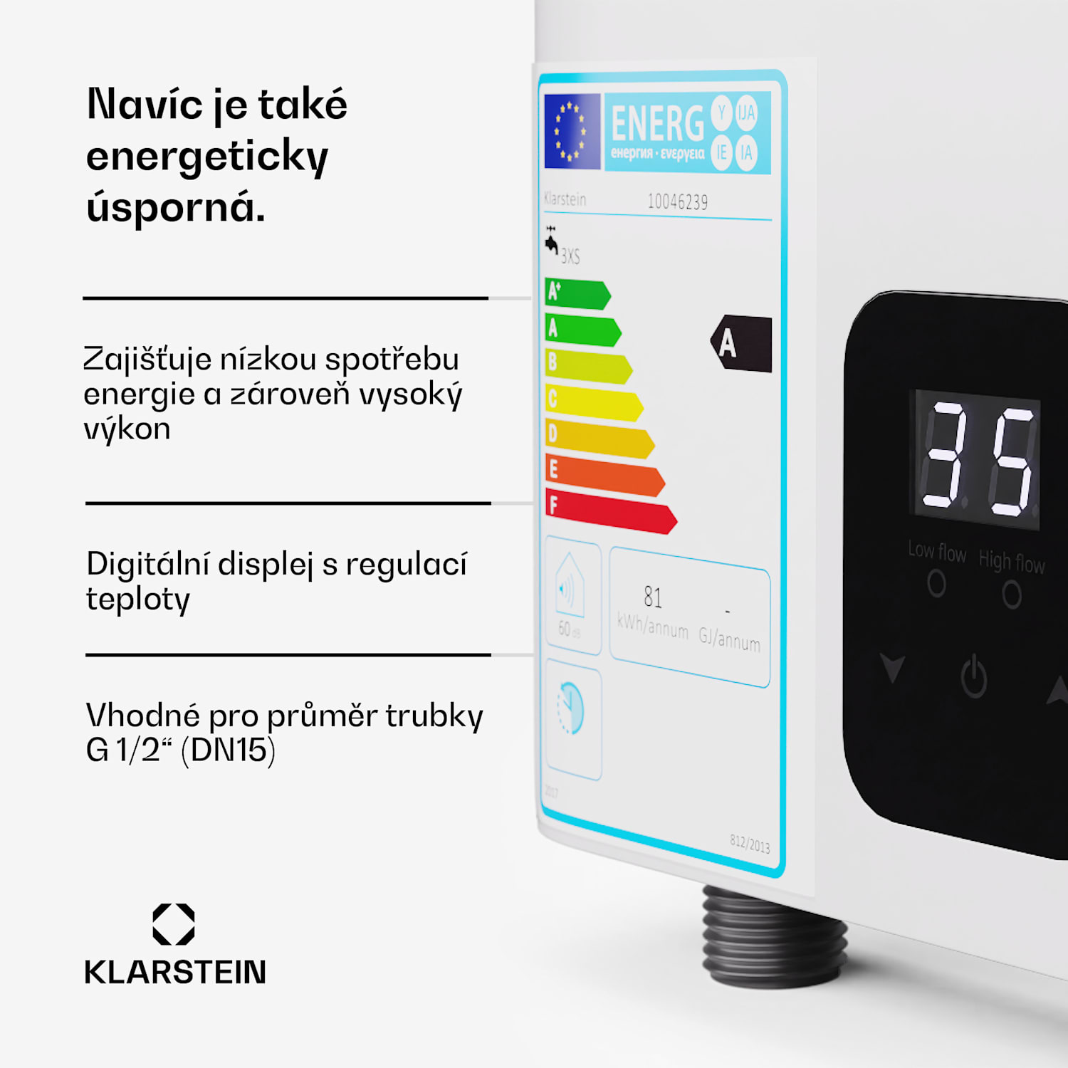 Průtokový ohřívač vody Blaze Flow, 5,5 kW, lité hliníkové topné těleso, konstantní teplota 35 °C 5.5 kW | Bílá