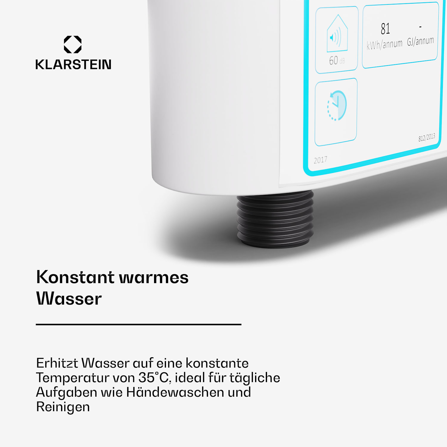 Blaze Flow - Scaldabagno istantaneo sottopiano | 5,5 kW | Elemento riscaldante in alluminio fuso | 35 °C costanti 5.5 kW | Bianco