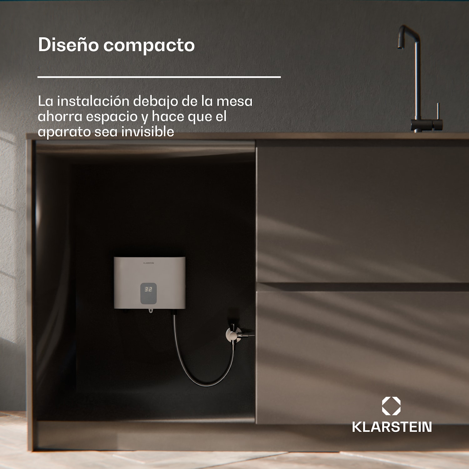 Calentador de agua instantáneo bajo encimera Blaze Flow | 5,5kW | resistencia de aluminio fundido | 35°C constantes 5.5 kW | Blanco