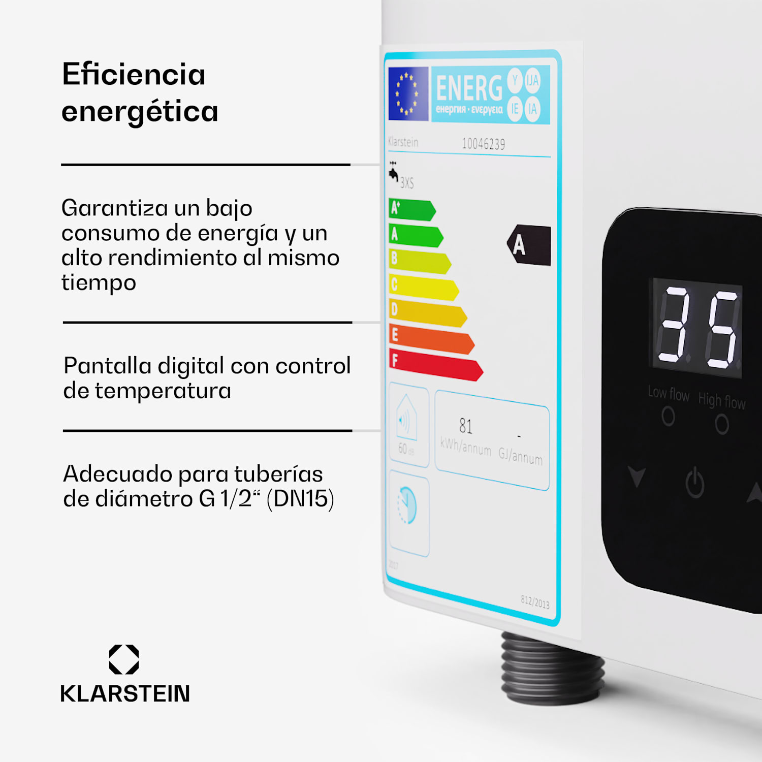 Calentador de agua instantáneo bajo encimera Blaze Flow | 5,5kW | resistencia de aluminio fundido | 35°C constantes 5.5 kW | Blanco
