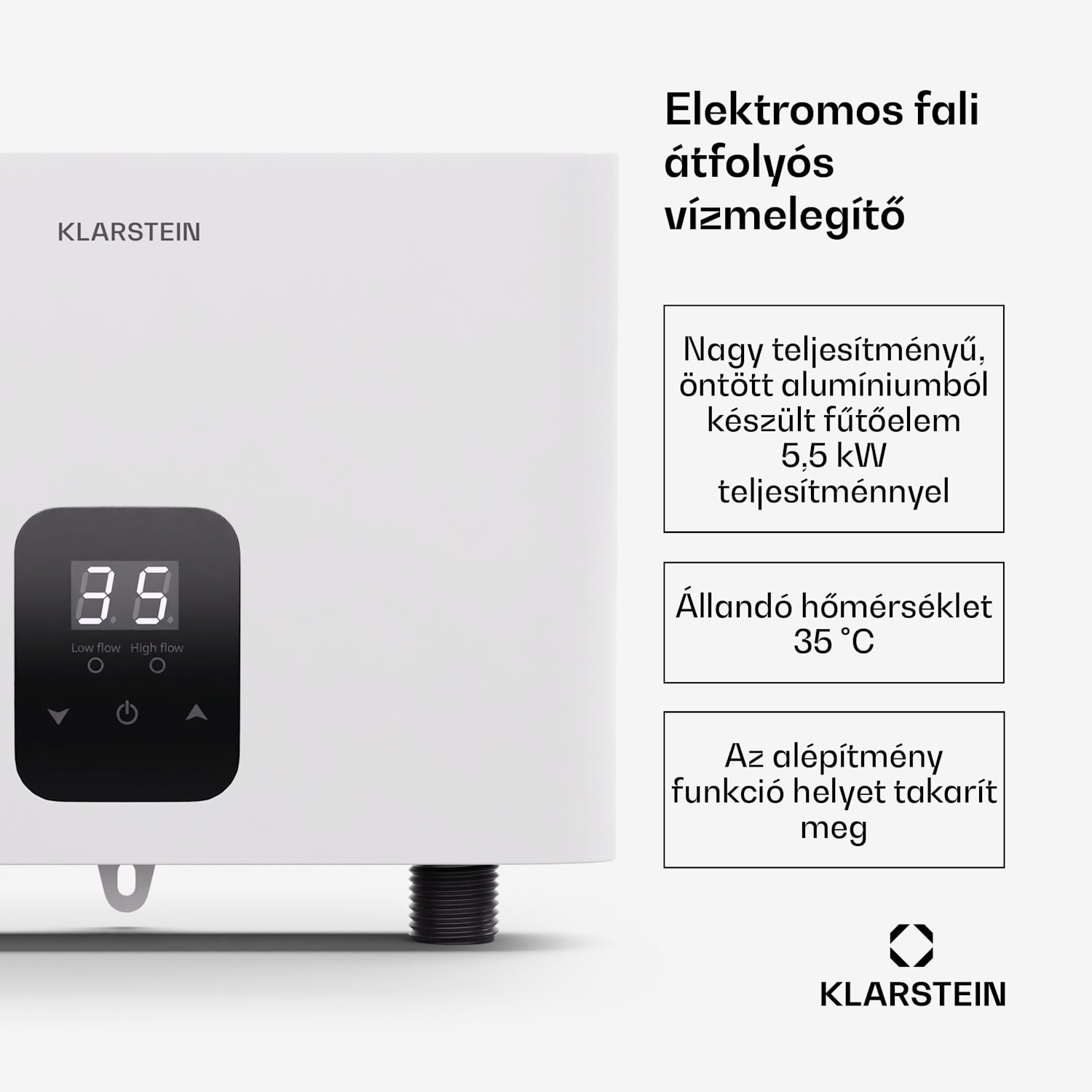 Blaze Flow átfolyós vízmelegítő asztal alá, 5,5 kW, öntött alumínium fűtőtest, állandó hőmérséklet 35 °C 5.5 kW | Fehér
