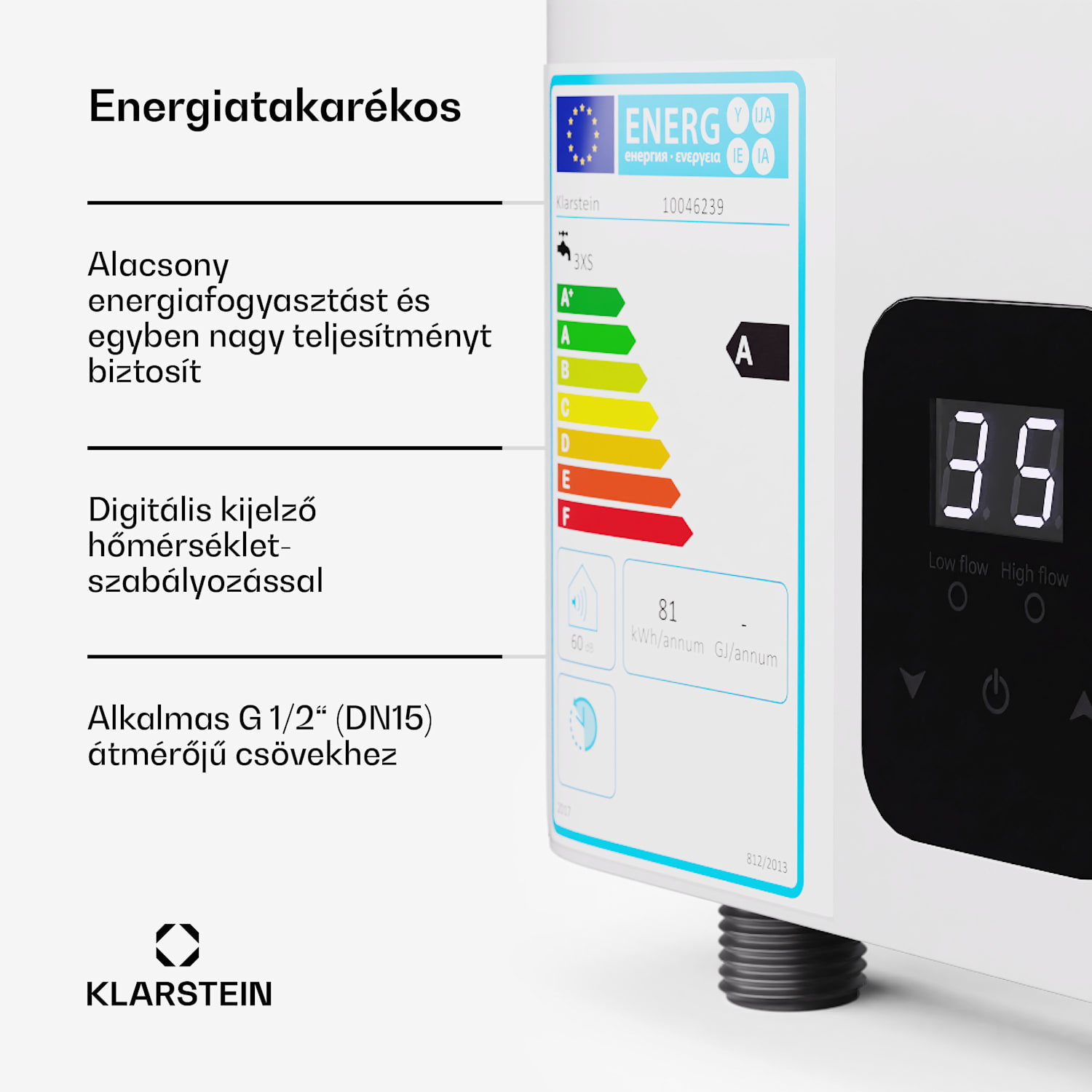 Blaze Flow átfolyós vízmelegítő asztal alá, 5,5 kW, öntött alumínium fűtőtest, állandó hőmérséklet 35 °C 5.5 kW | Fehér
