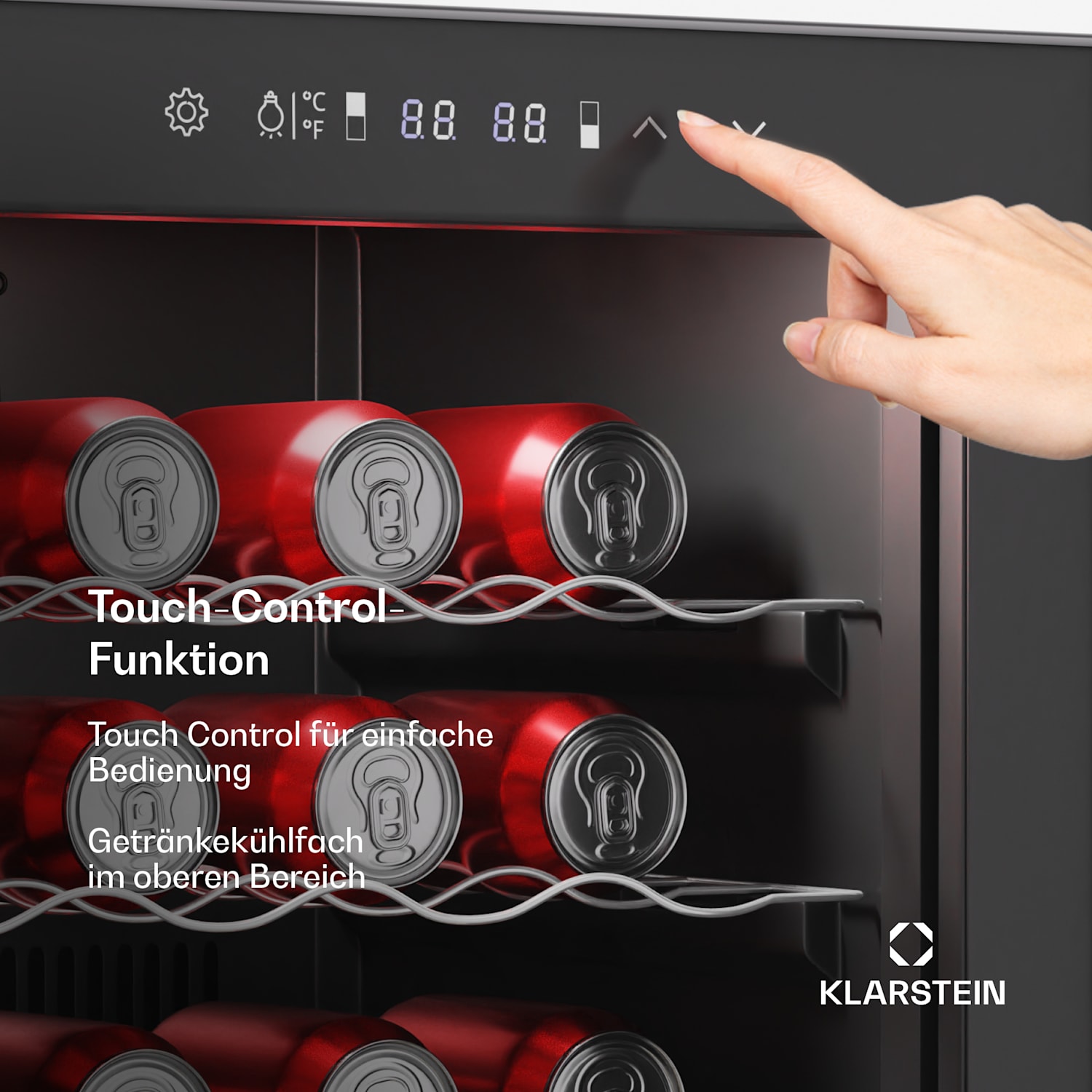 Bovella 36 Duo+ Weinkühlschrank | 2-in-1 | 36 Flaschen | 2 Zonen | 7 Regale | Touch 36 Flaschen | 2 Kühlzonen | Schwarz