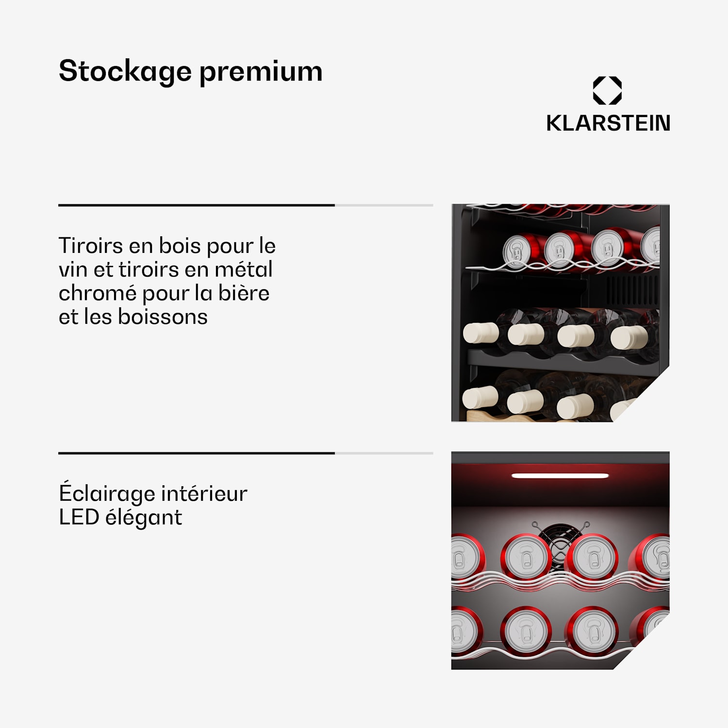 Bovella 36 Duo+ wijnkoelkast | 2-in-1 | 36 flessen | 2 zones | 7 schappen | touch 