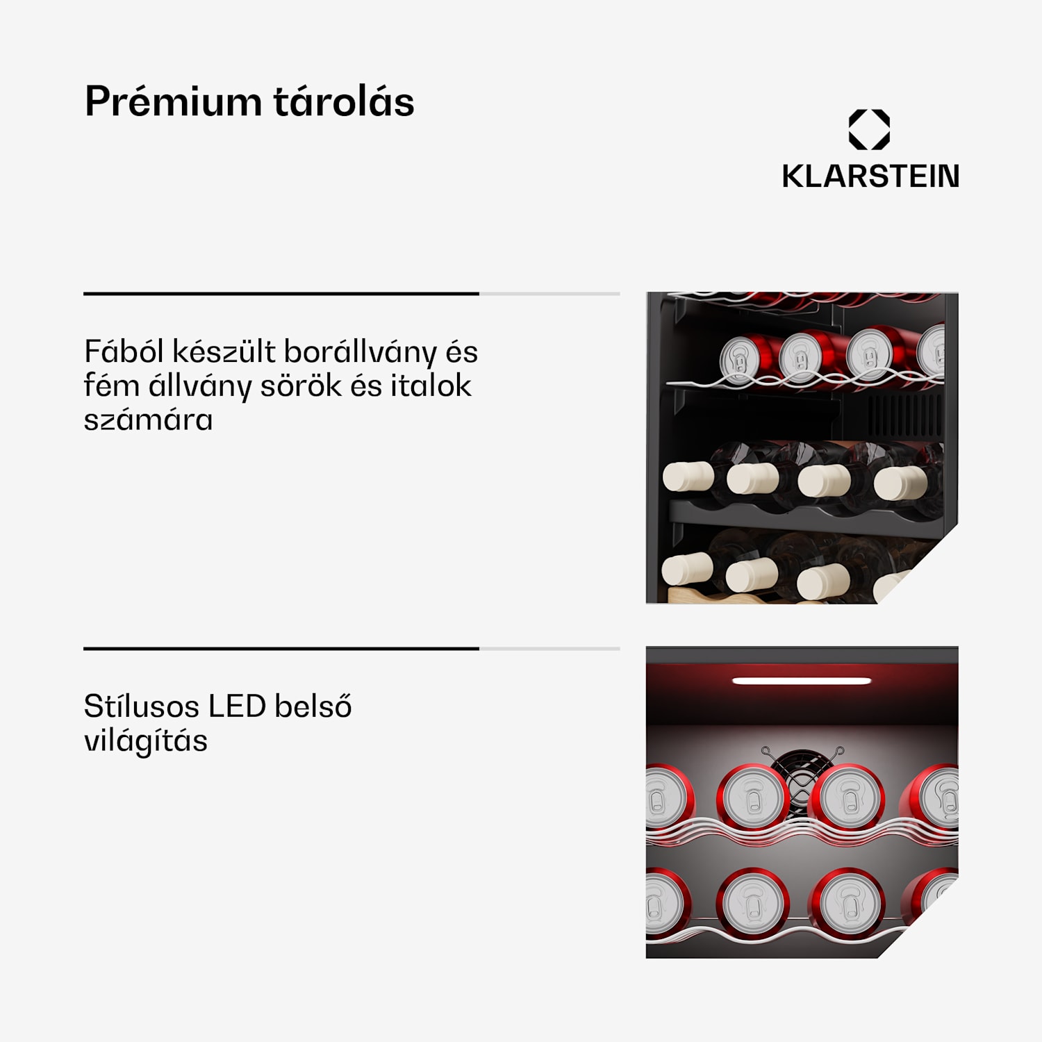 Bovella 36 Duo+ borhűtő, 2 az 1-ben, 36 palack, 2 zóna, 7 polc, Érintéses vezérlés 36 palack | 2 hűtőzóna | Fekete