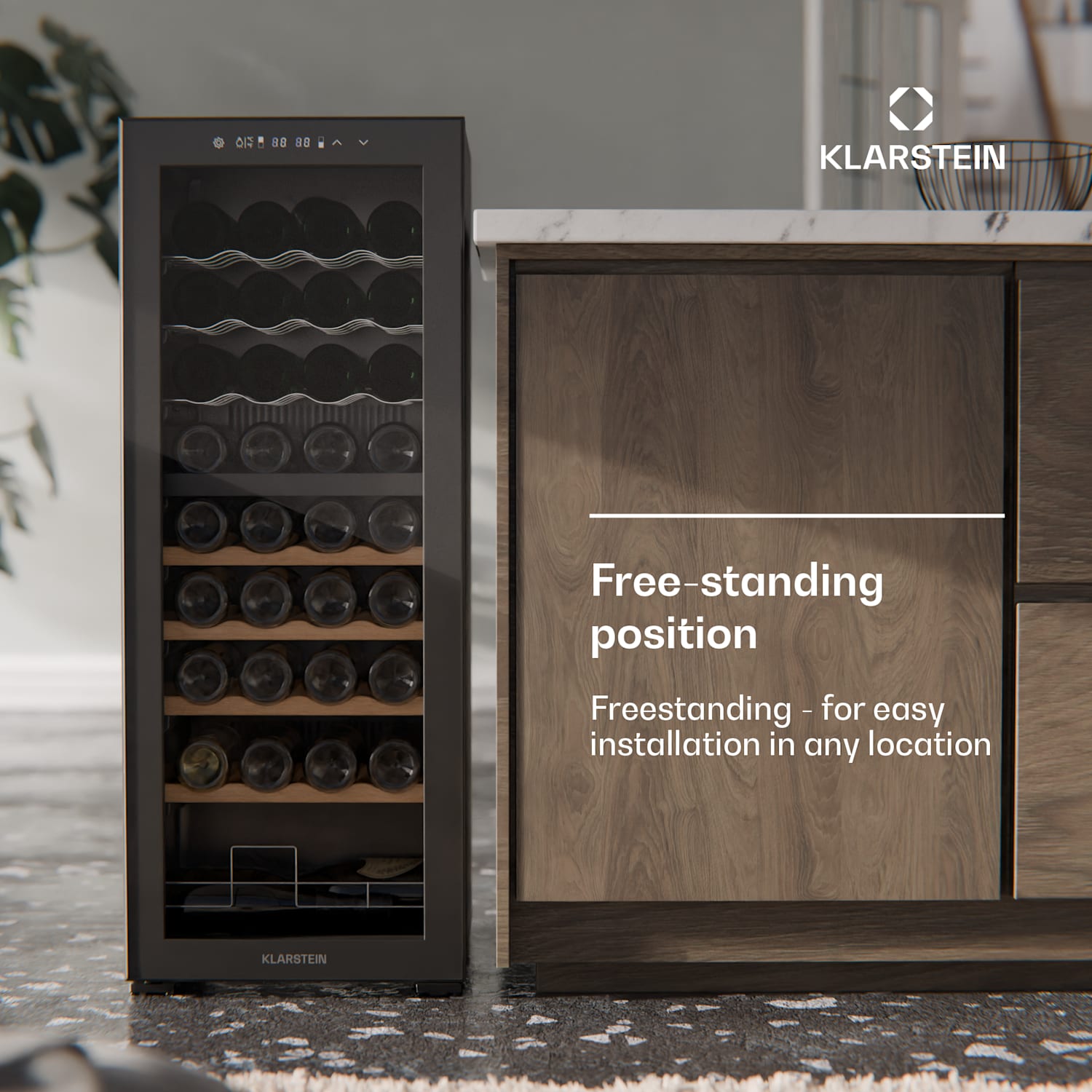 Bovella 36 Duo+ viinikaappi | 2 in 1 | 36 pulloa | 2 aluetta | 7 hyllyä | kosketus 36 pulloa | 2 jäähdytysalue | Musta