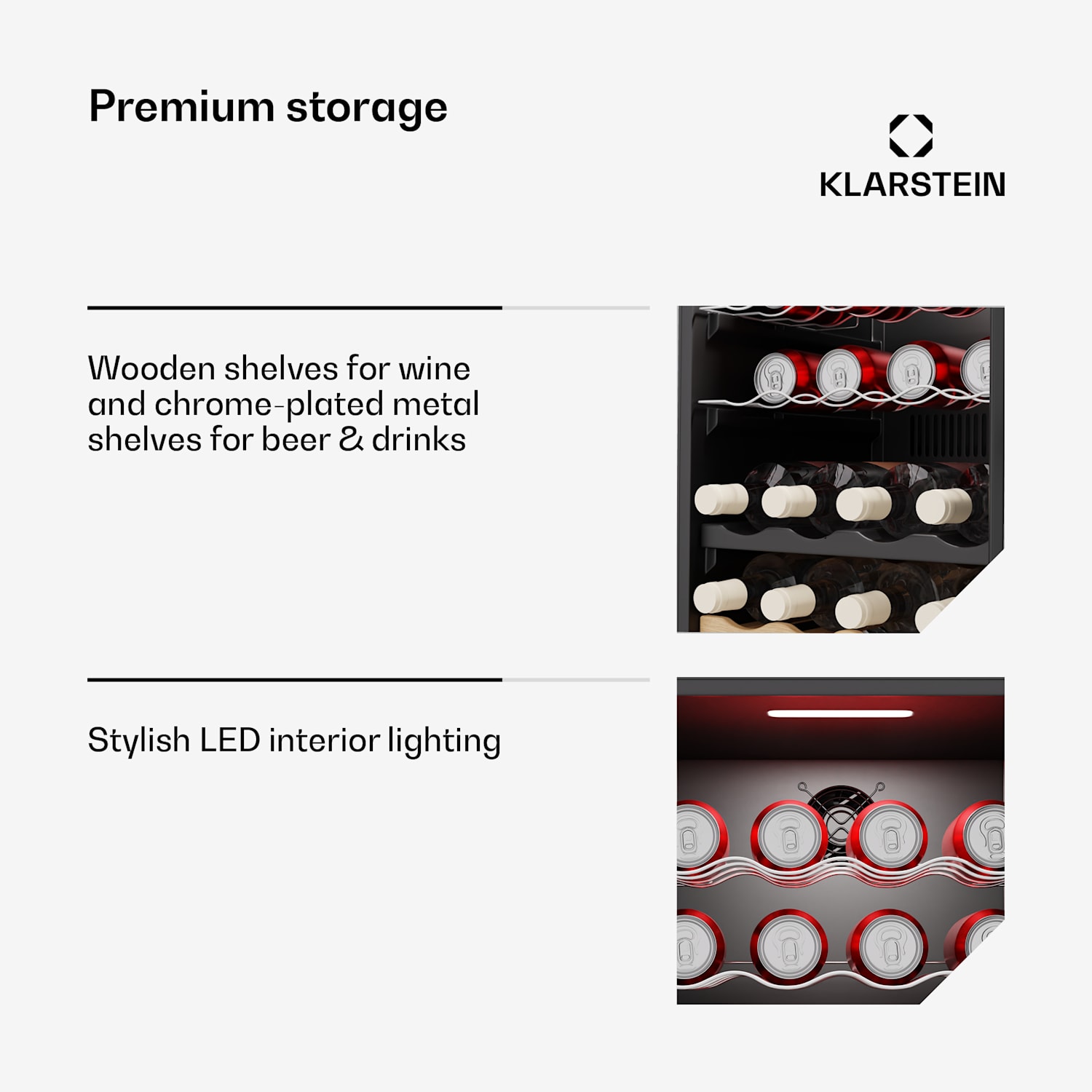 Bovella 36 Duo+ viinikaappi | 2 in 1 | 36 pulloa | 2 aluetta | 7 hyllyä | kosketus 36 pulloa | 2 jäähdytysalue | Musta
