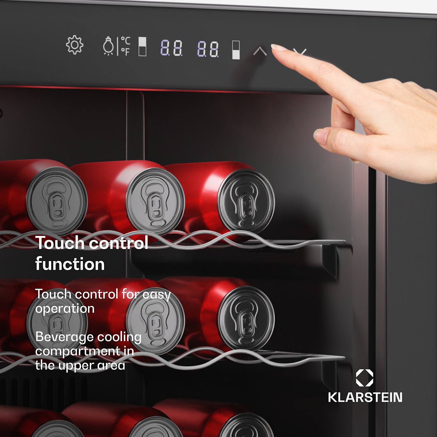 Bovella 36 Duo+ viinikaappi | 2 in 1 | 36 pulloa | 2 aluetta | 7 hyllyä | kosketus 36 pulloa | 2 jäähdytysalue | Musta