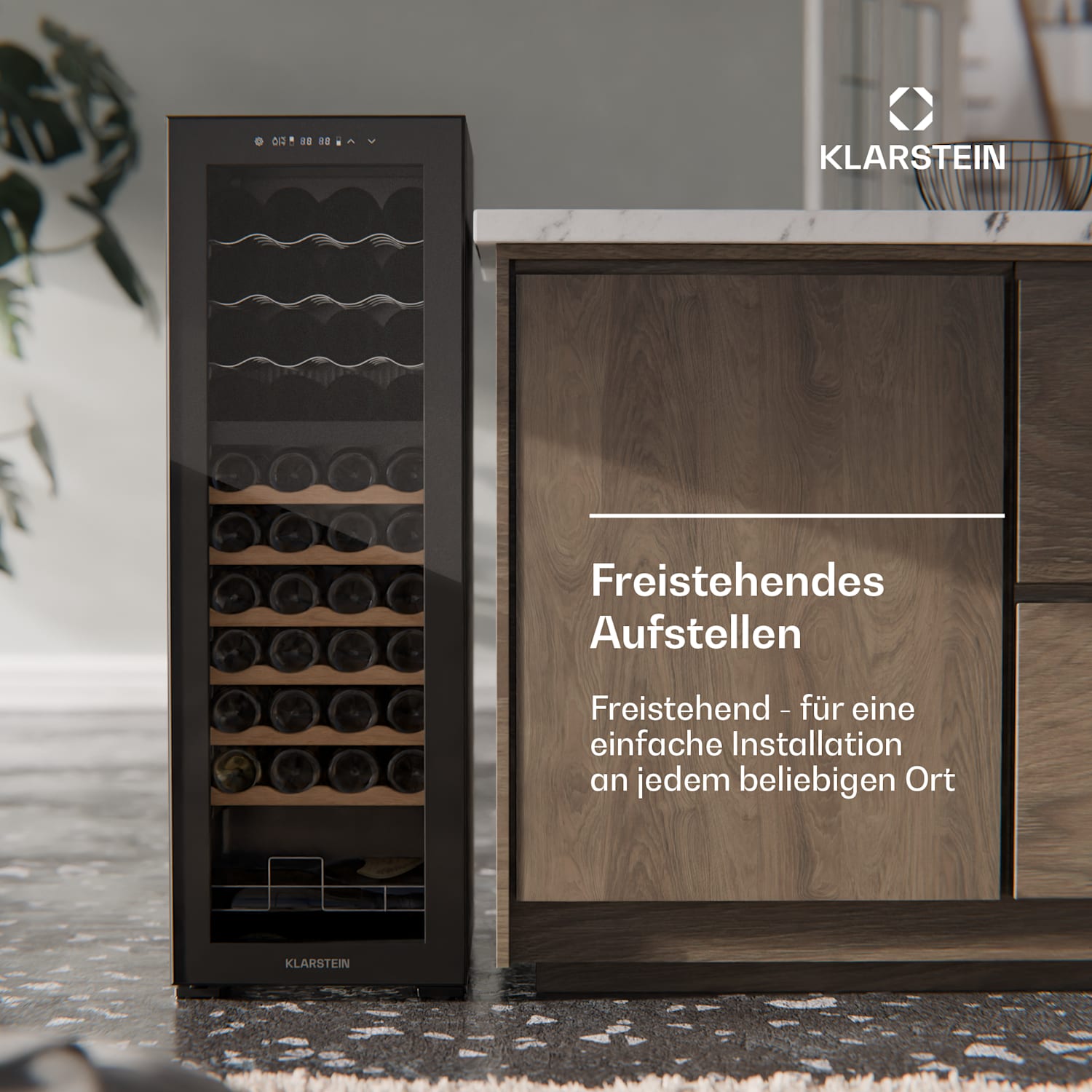 Bovella 44 Duo+ Weinkühlschrank | 2-in-1 | 44 Flaschen | 2 Zonen | 9 Regale | Touch 44 Flaschen | 2 Kühlzonen | Schwarz