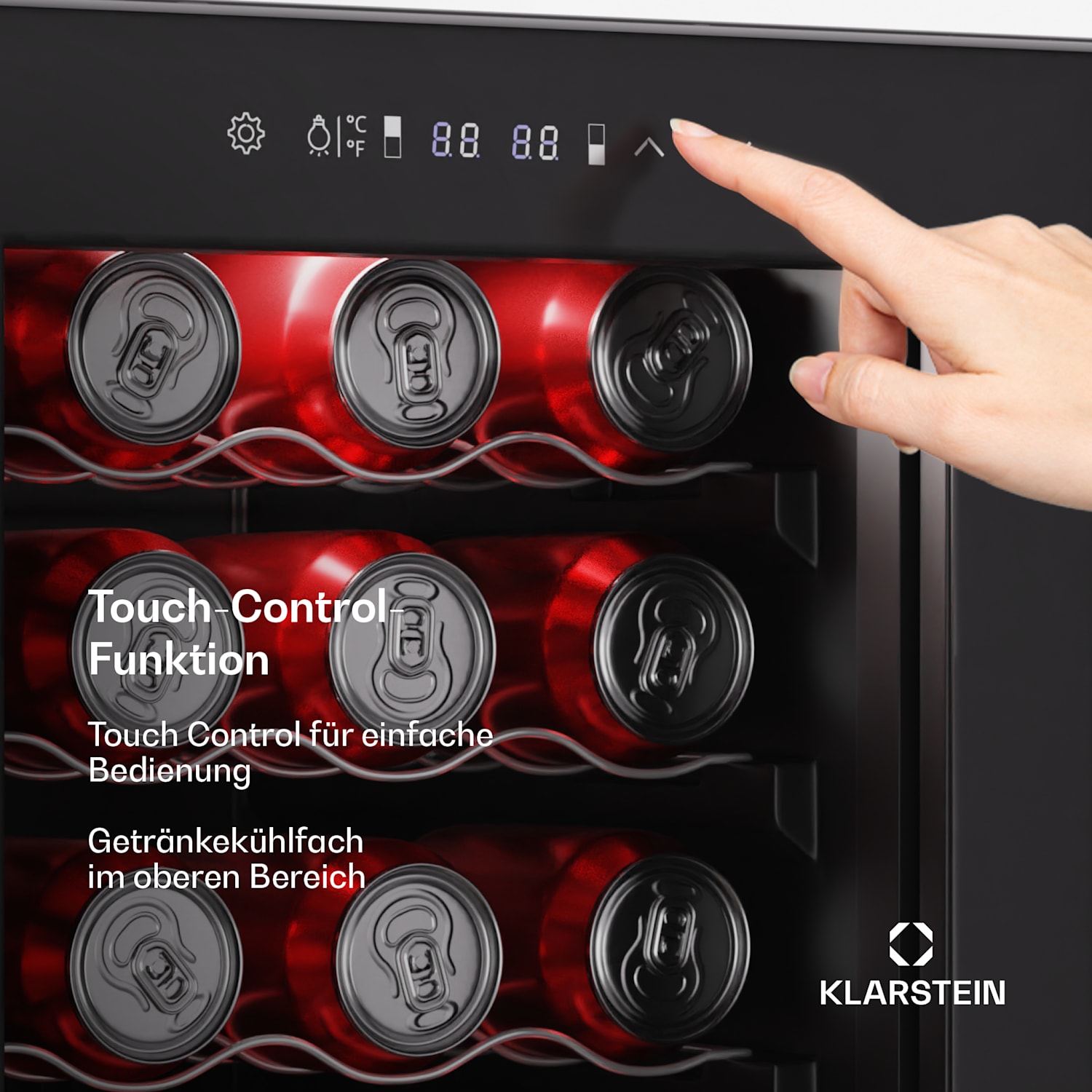 Bovella 44 Duo+ Weinkühlschrank | 2-in-1 | 44 Flaschen | 2 Zonen | 9 Regale | Touch 44 Flaschen | 2 Kühlzonen | Schwarz