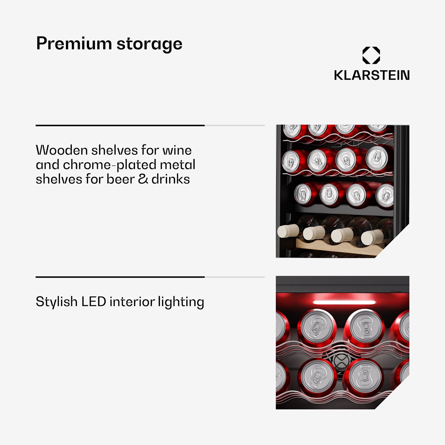 Bovella 44 Duo+ viinikaappi | 2 in 1 | 44 pulloa | 2 aluetta | 9 hyllyä | kosketus 44 pulloa | 2 jäähdytysalue | Musta