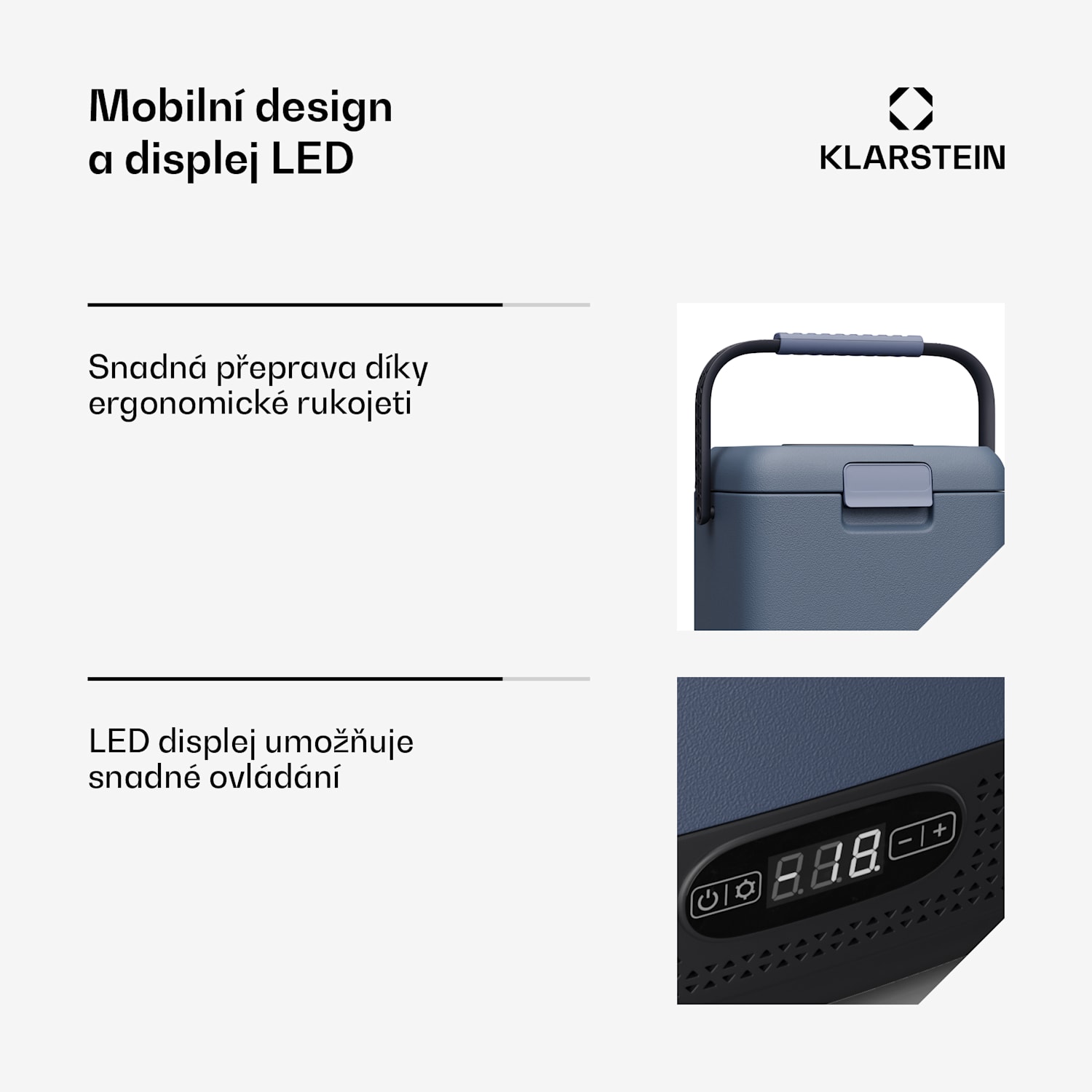 SwiftFrost 12L chladící box, 12V-24V/230V, do -20 °C, kompresor, 2 úrovně výkonu, LED displej 12 litrů | Modrá