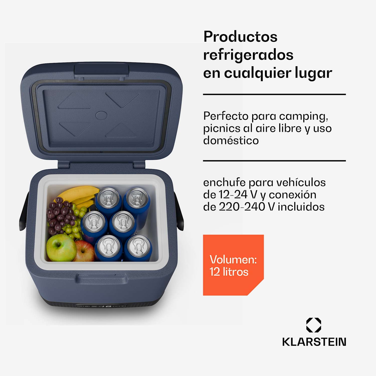 Nevera SwiftFrost 12L | 12V/230V | hasta -20 °C | compresor | 2 niveles de potencia | pantalla LED 12 litros | Azul