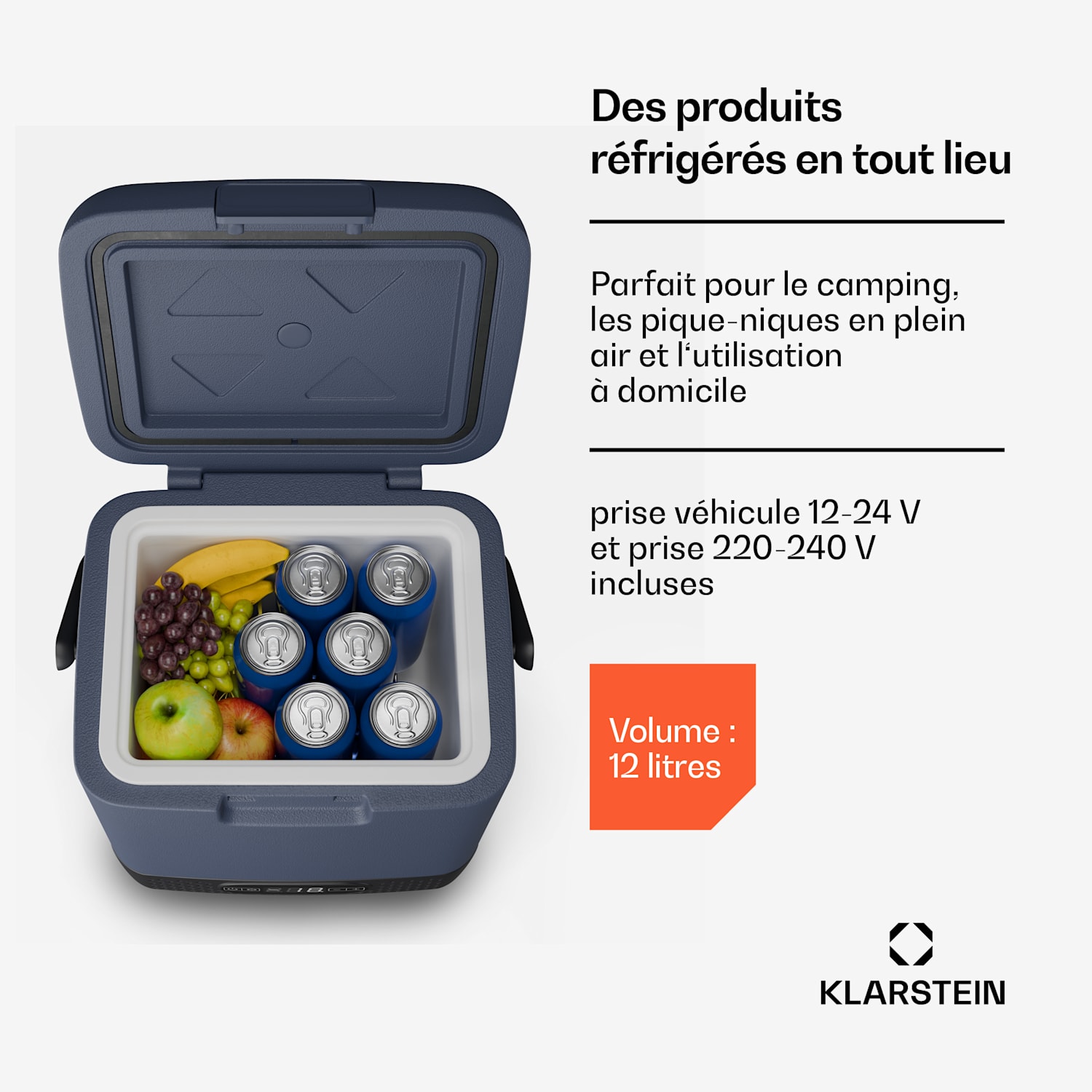 SwiftFrost 12L koelbox | 12V/230V | tot -20 °C | compressor | 2 vermogensniveaus | LED display 12 Liter | Blauw