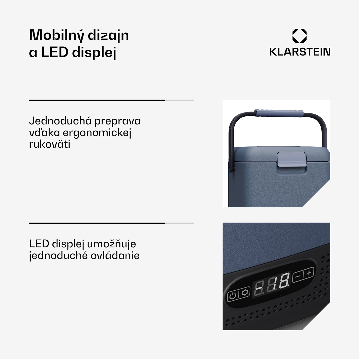 SwiftFrost 12L chladiaci box, 12V-24V/230V, do -20 °C, kompresor, 2 úrovne výkonu, LED displej 12 litrov | Modrá