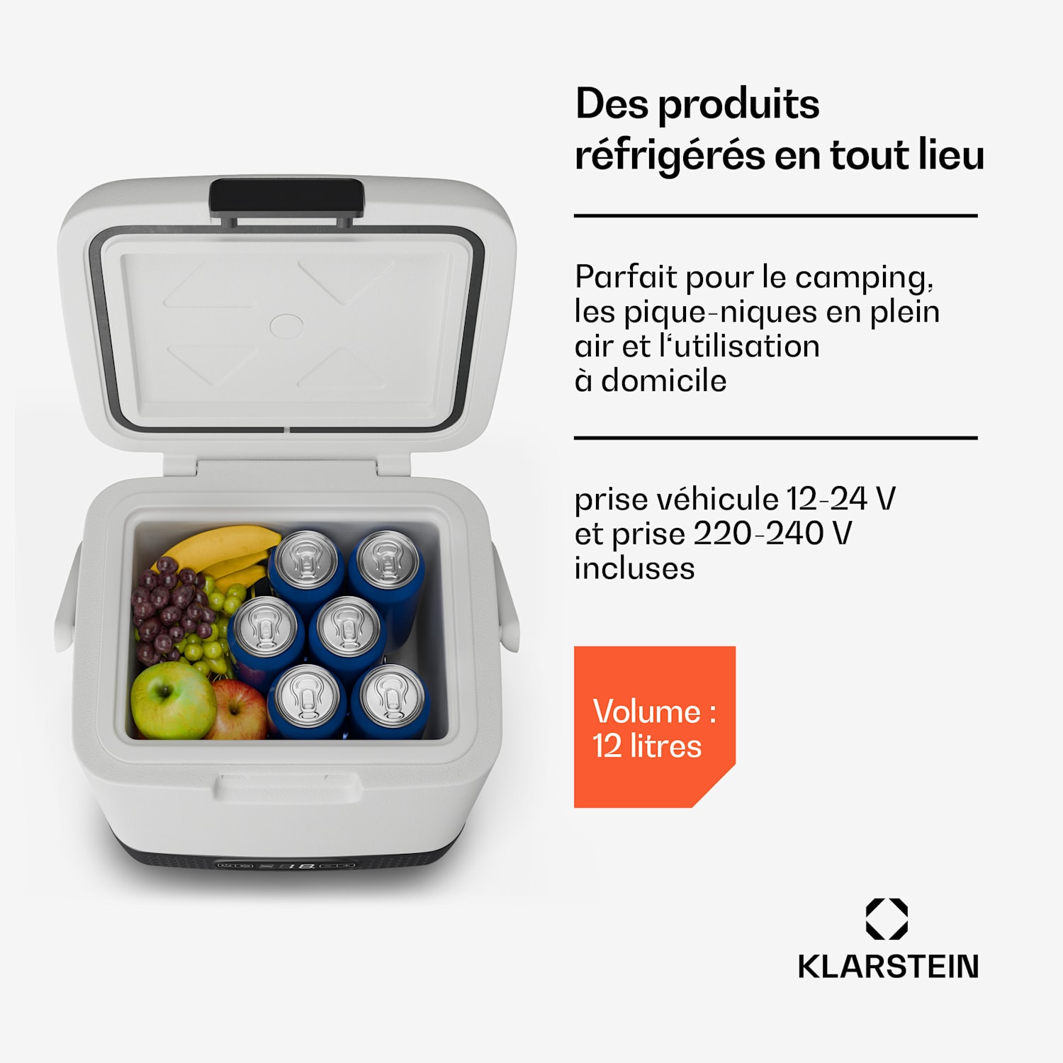 SwiftFrost 12L koelbox | 12V/230V | tot -20 °C | compressor | 2 vermogensniveaus | LED display 12 Liter | Wit