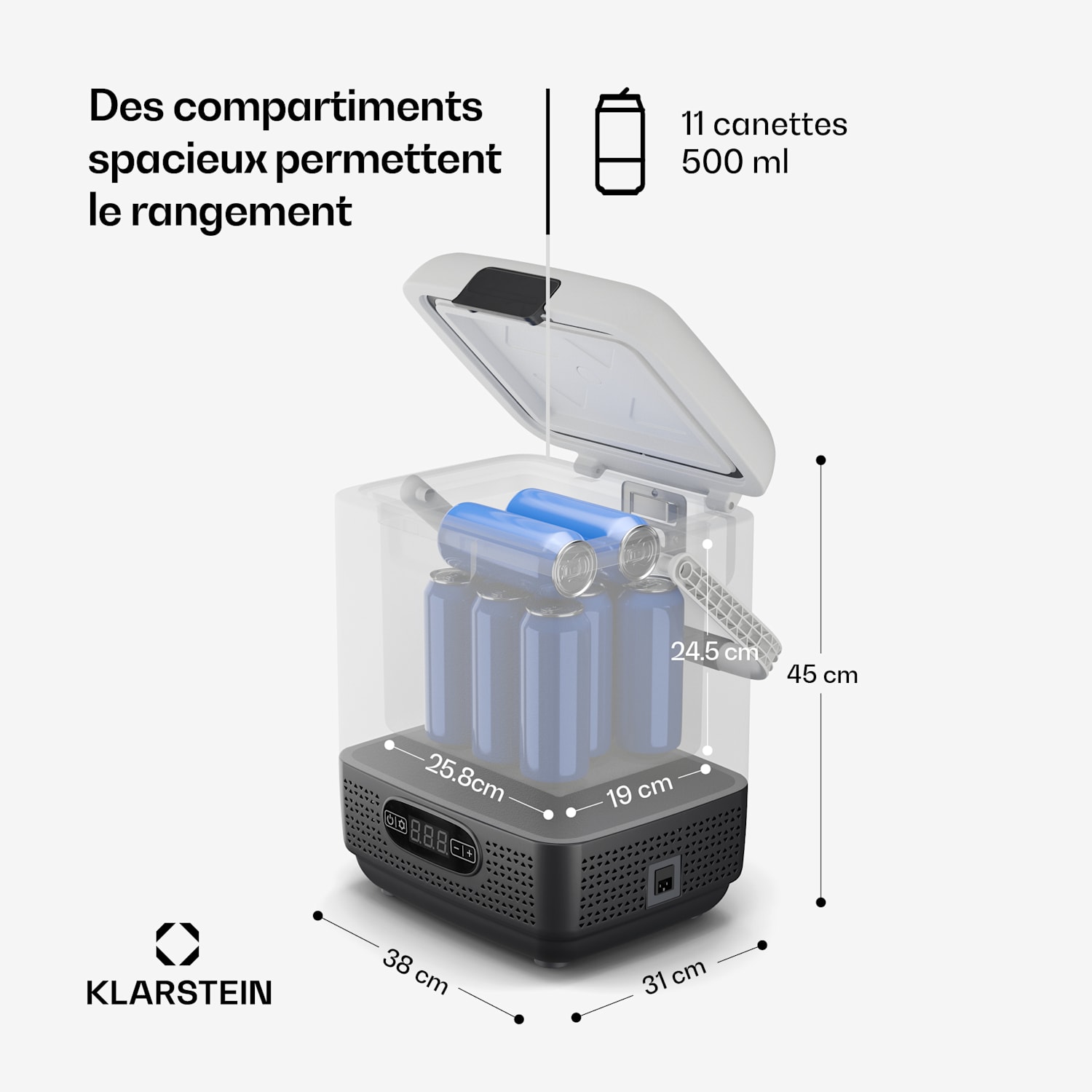 SwiftFrost 12L koelbox | 12V/230V | tot -20 °C | compressor | 2 vermogensniveaus | LED display 12 Liter | Wit