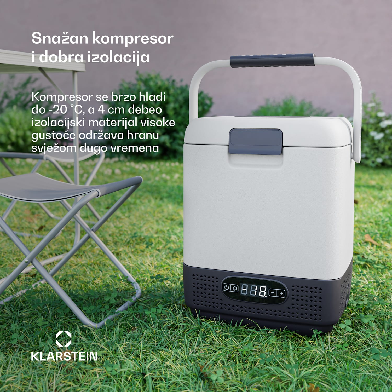 SwiftFrost 12L rashladna kutija, 12V-24V/230V, do -20 °C, kompresor, 2 razine snage, LED zaslon 12 litara | Bijela