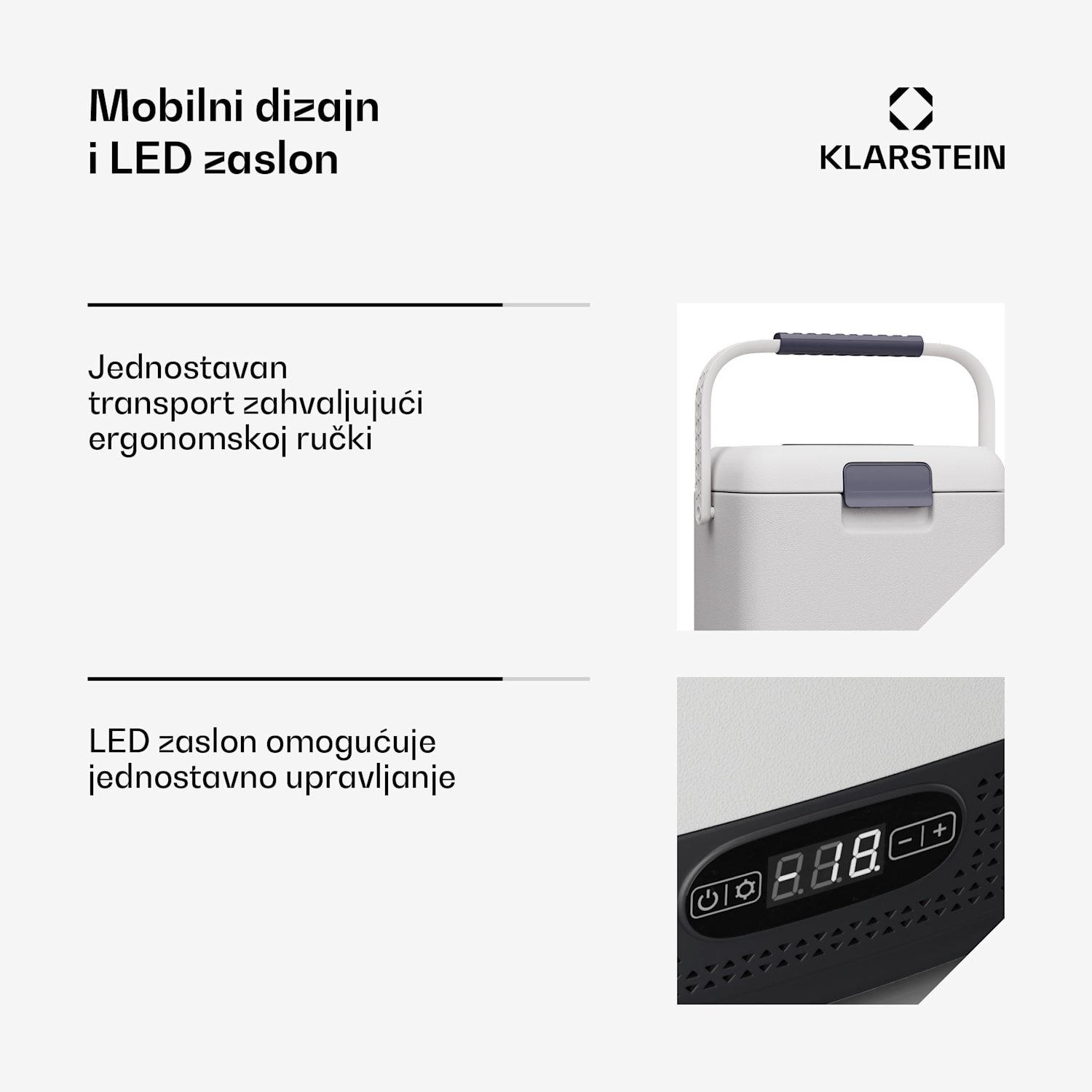 SwiftFrost 12L rashladna kutija, 12V-24V/230V, do -20 °C, kompresor, 2 razine snage, LED zaslon 12 litara | Bijela