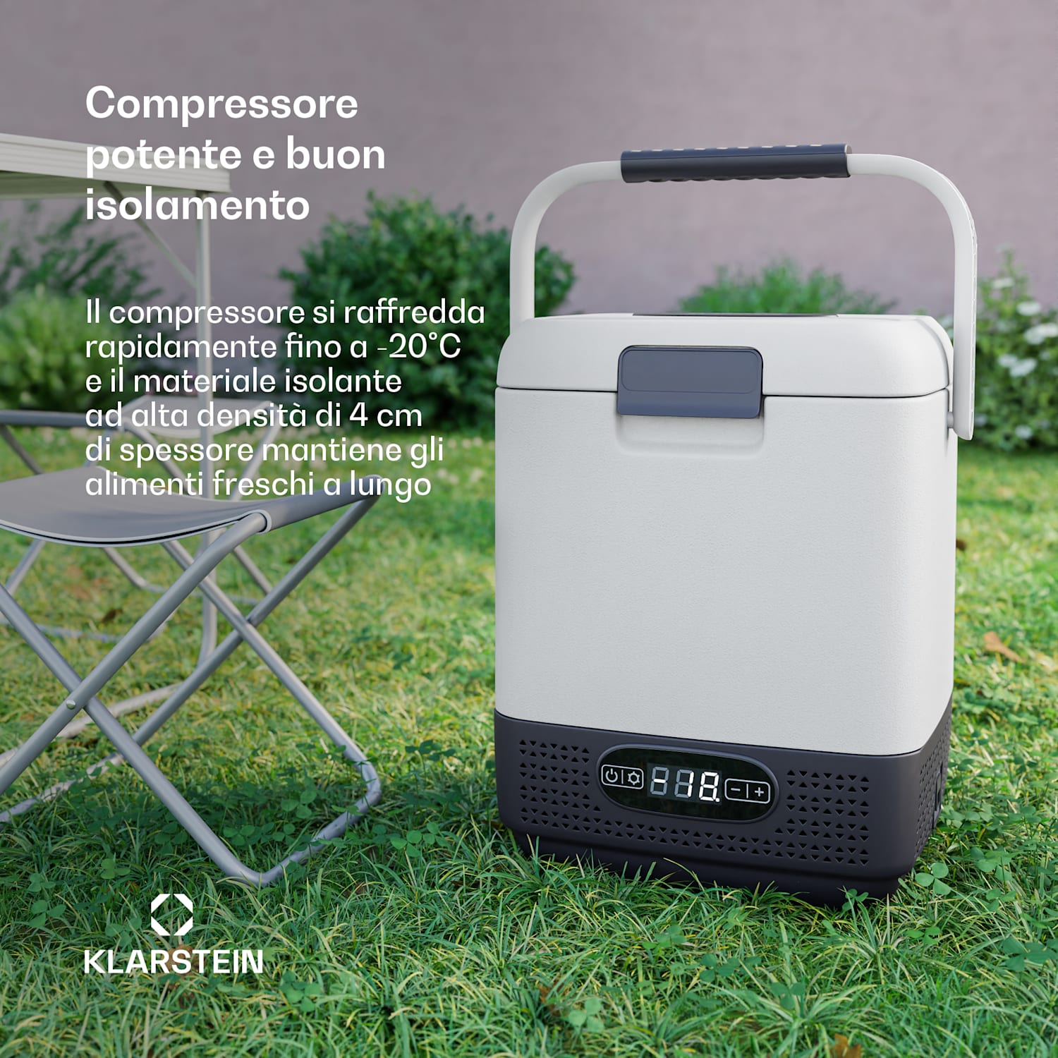 SwiftFrost 12L Frigo portatile | 12V/230V | Fino a -20 °C | Compressore | 2 livelli di potenza | Display a LED 12 litri | Bianco