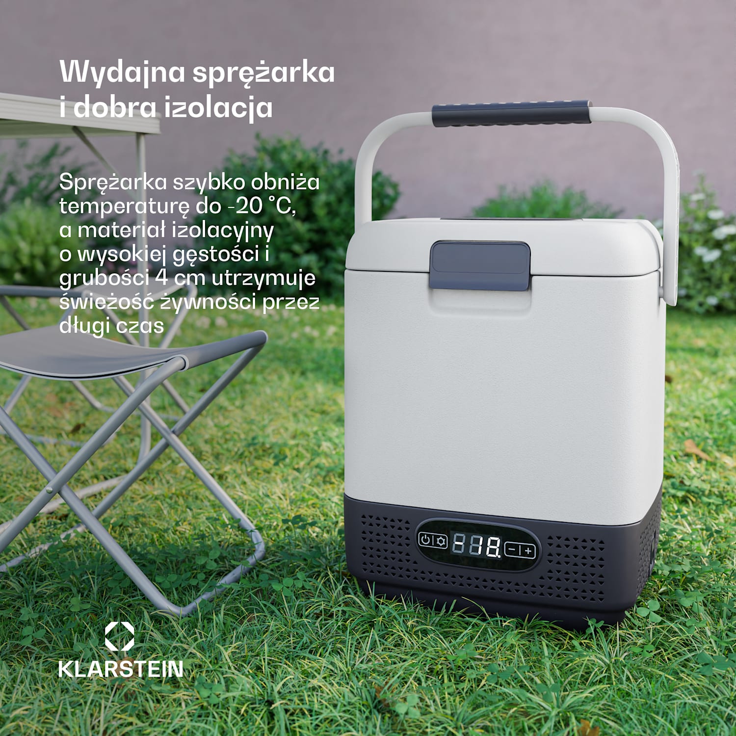 SwiftFrost 12 l lodówka turystyczna, 12 V/230 V, do -20°C, sprężarka, 2 poziomy mocy, wyświetlacz LED 12 litrów | Biały