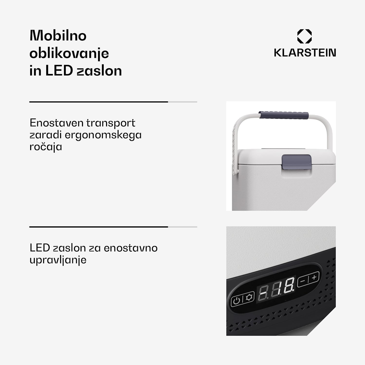 SwiftFrost 12L hladilna skrinja, 12V-24V/230V, do -20 °C, kompresor, 2 stopnji moči, prikazovalnik LED 