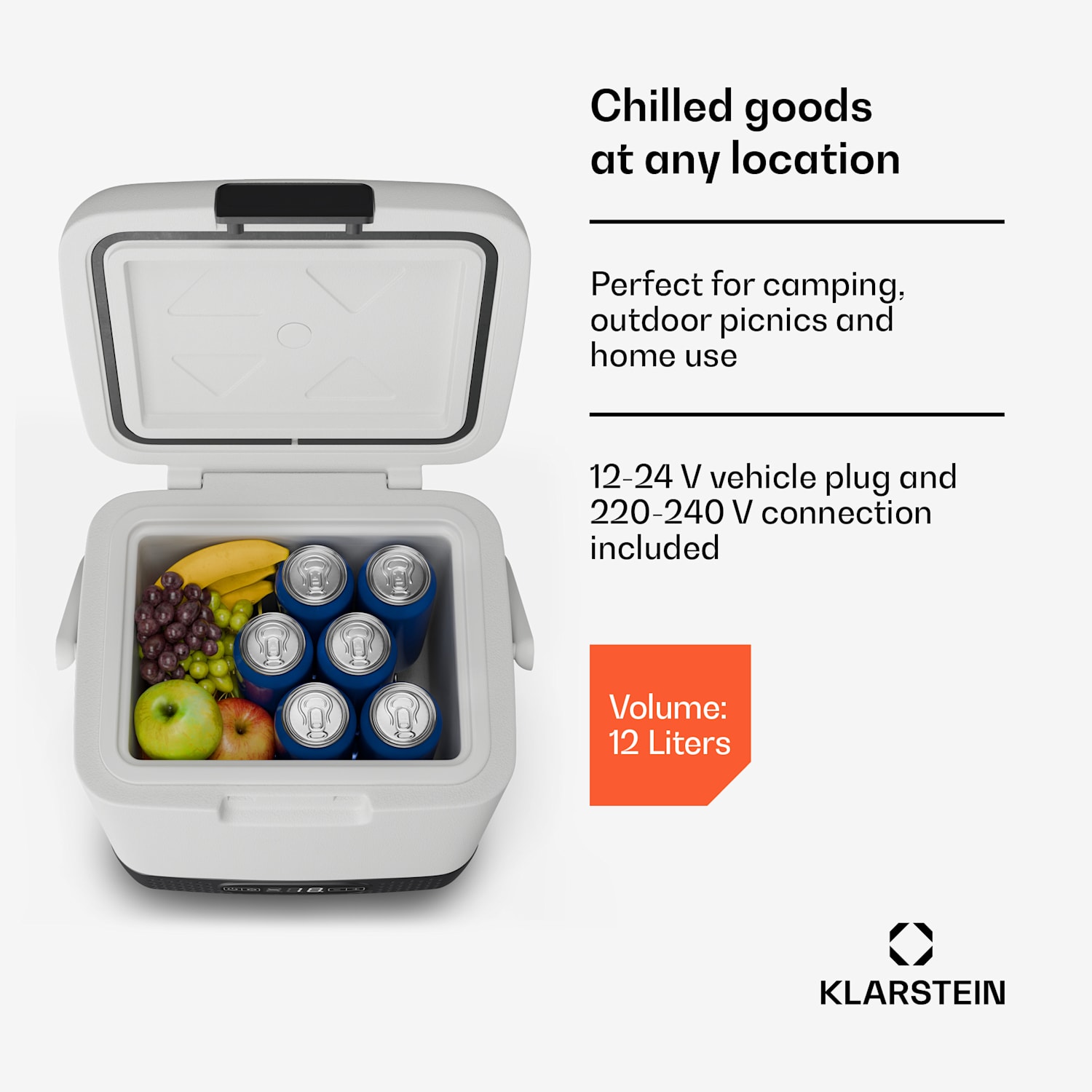 SwiftFrost 12L koelbox | 12V/230V | tot -20 °C | compressor | 2 vermogensniveaus | LED display 12 Liter | Wit