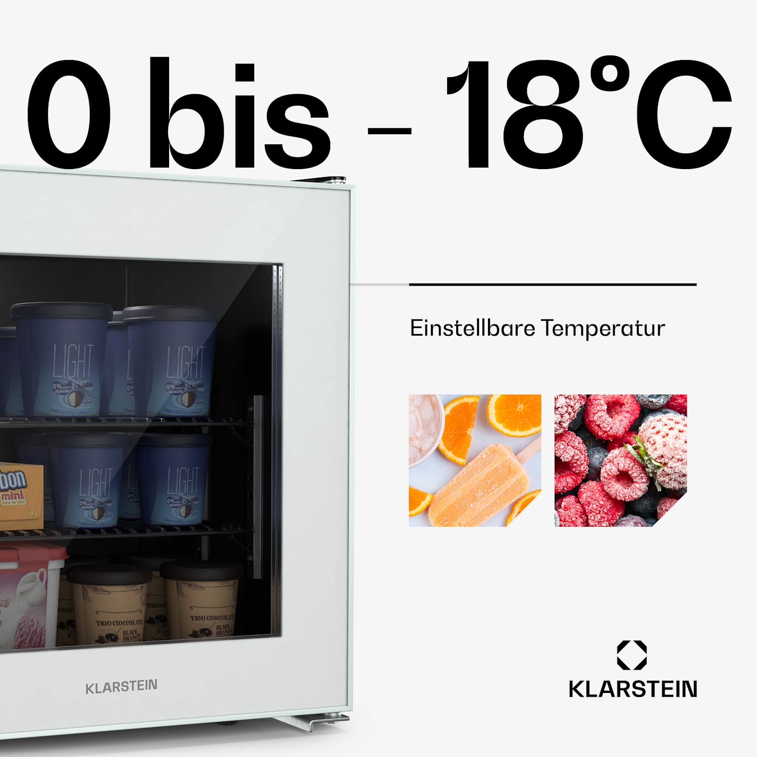 IceAge 36 Congélateur | Capacité 36 litres | CEE E | 2 niveaux | Thermostat | Façade vitrée 
