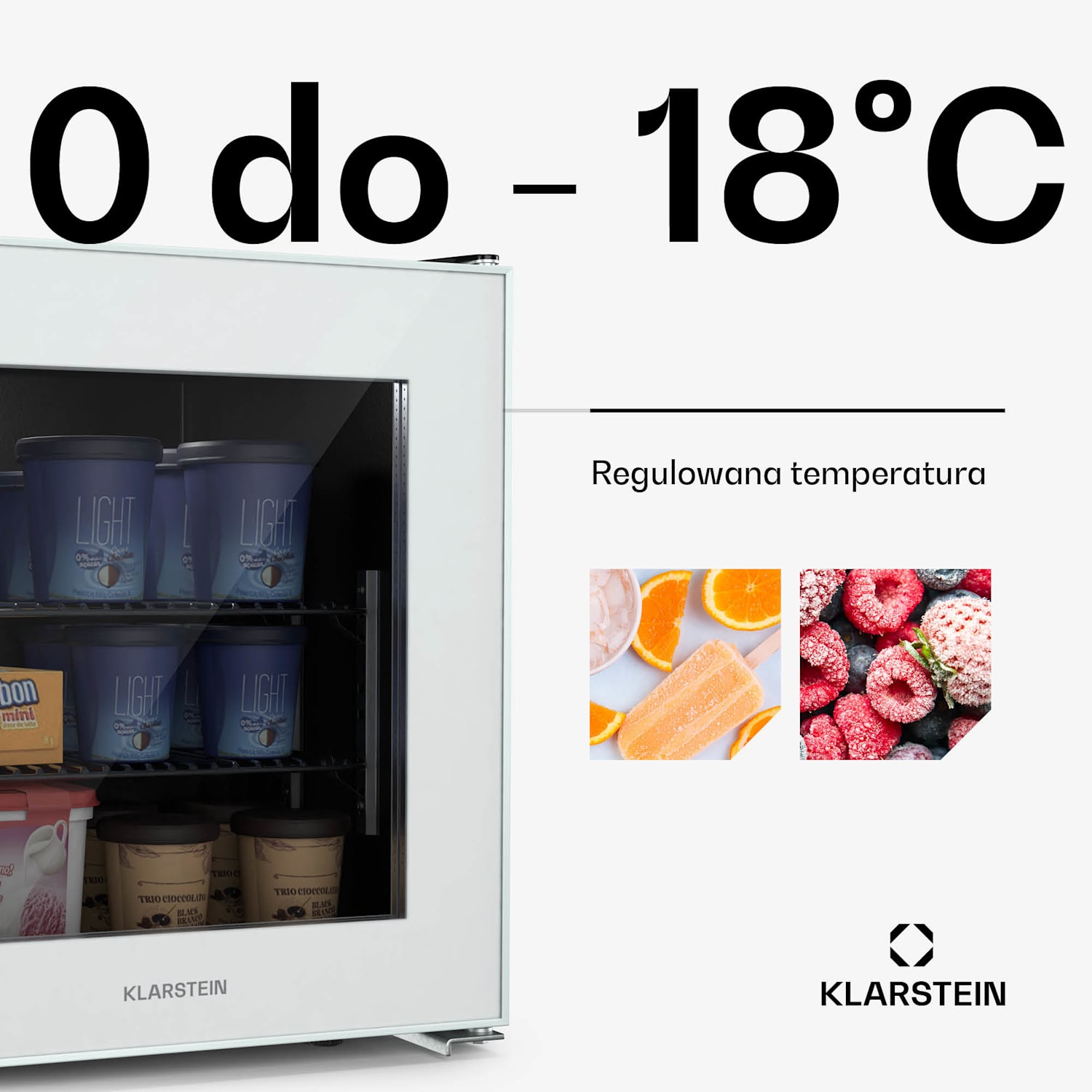 IceAge 36 zamrażarka, 36 l, klasa energetyczna E, 2 półki, termostat, szklane drzwi 36 Ltr | Biały