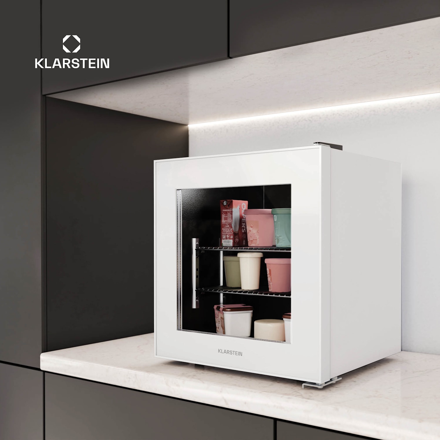 IceAge 36 zamrażarka, 36 l, klasa energetyczna E, 2 półki, termostat, szklane drzwi 36 Ltr | Biały