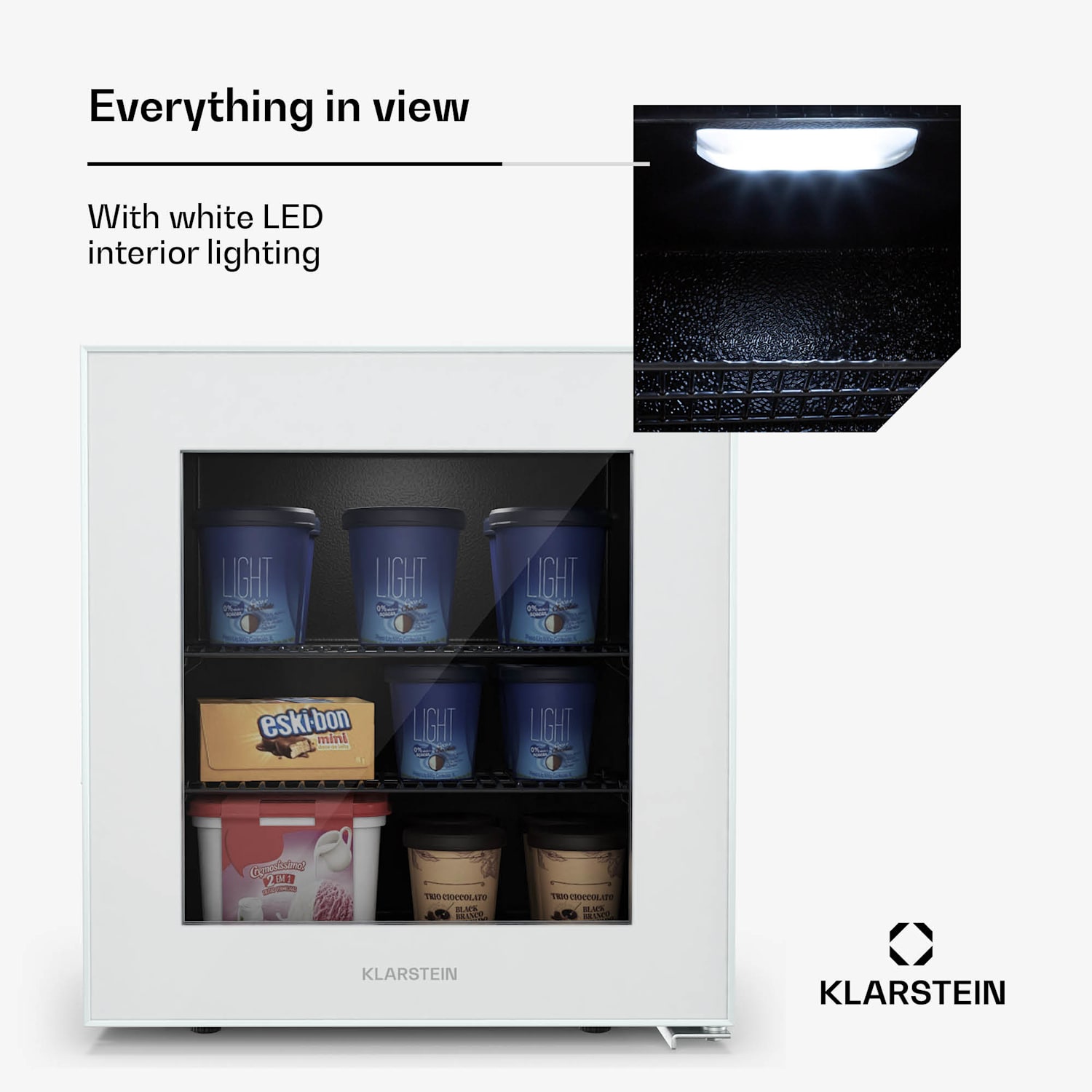 IceAge 36 diepvrieskast | 36 liter volume | EEK E | 2 etages | thermostaat | glazen front 36 ltr | Wit