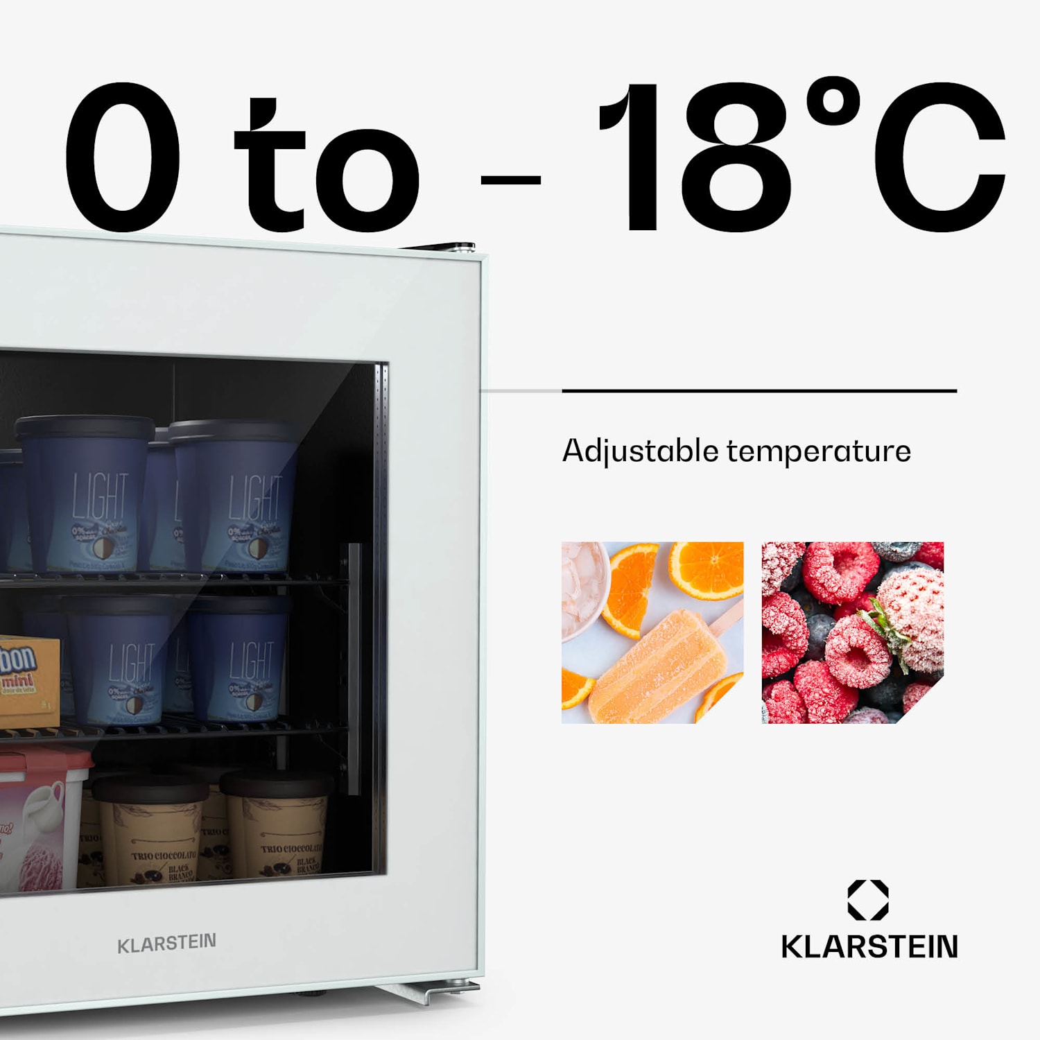 IceAge 36 diepvrieskast | 36 liter volume | EEK E | 2 etages | thermostaat | glazen front 36 ltr | Wit