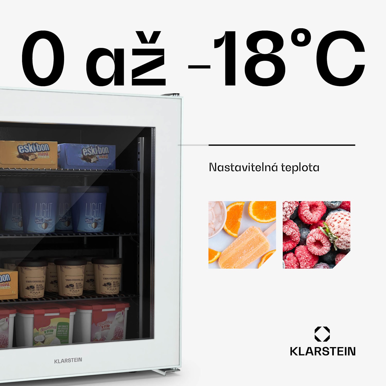 IceAge 88 mrazák, 88 litrů, EEK E, 3 police, termostat, skleněná přední část 88 litrů | Bílá