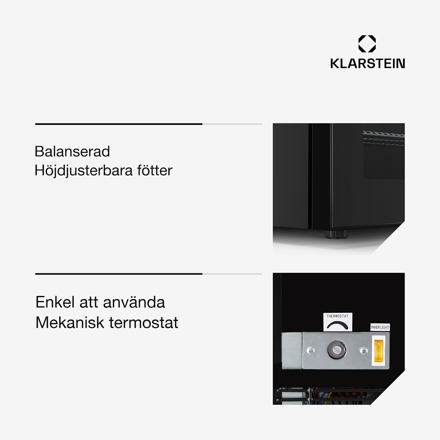 IceAge 42 frys | 42 liters volym | EK E | 2 hyllplan | Termostat | Glasfront 42 l | Svart