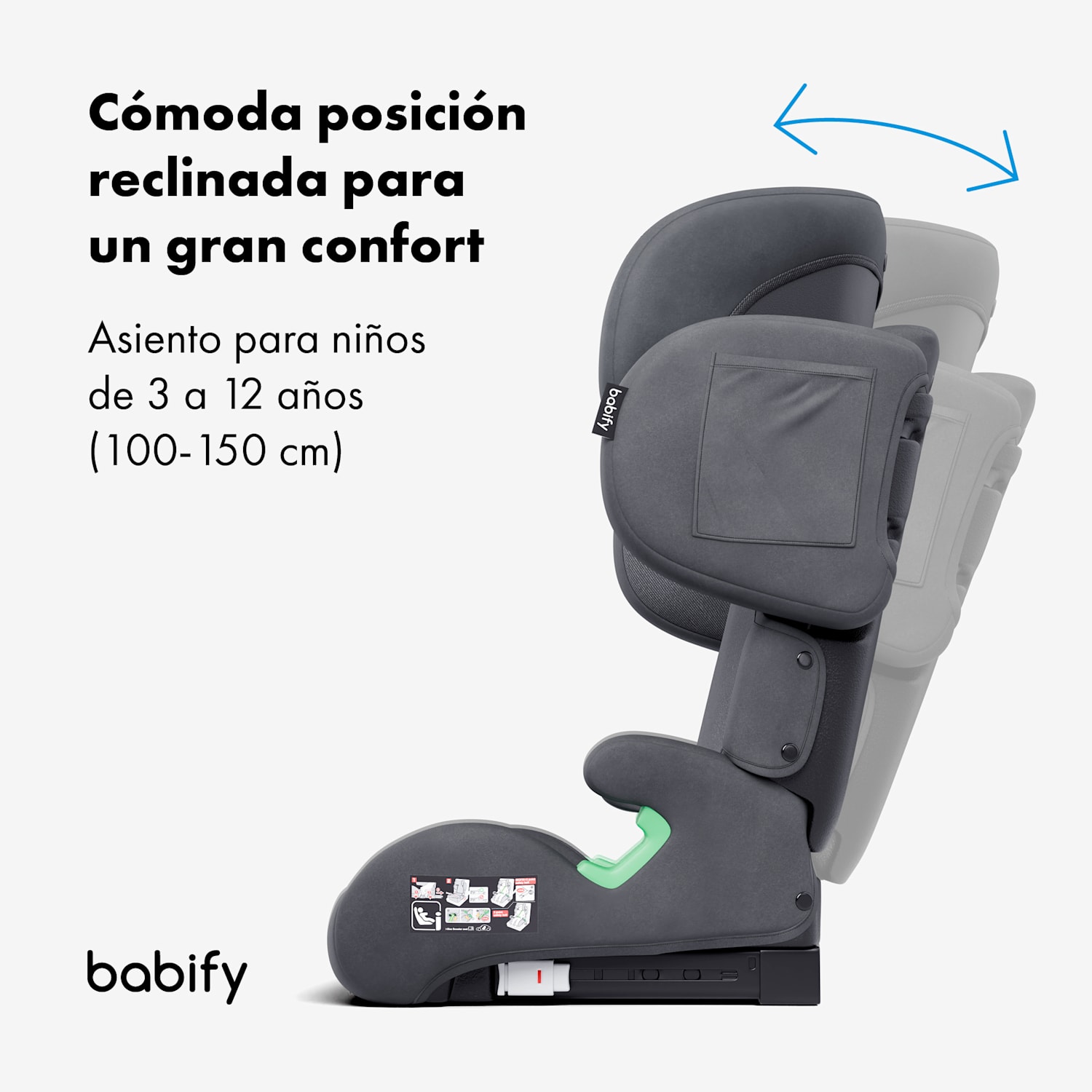 Silla de auto FlexiFit Premium | 3-12 años | plegable | ISO-Fix | reposacabezas ajustable | lavable Premium | Gris Oscuro