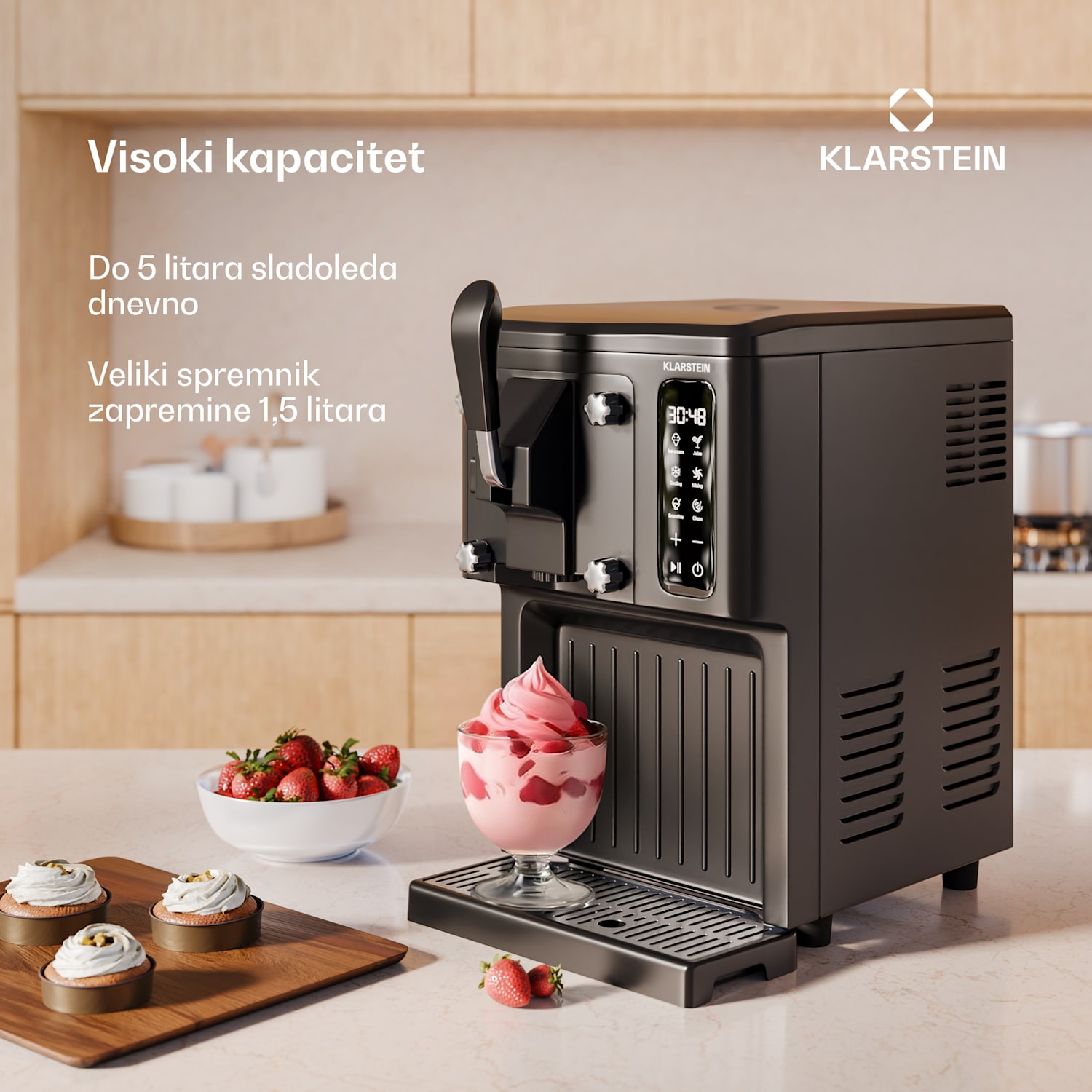 SweetSwirl aparat za sladoled, sladoled, smoothies i milkshakes, automatsko čišćenje Crna
