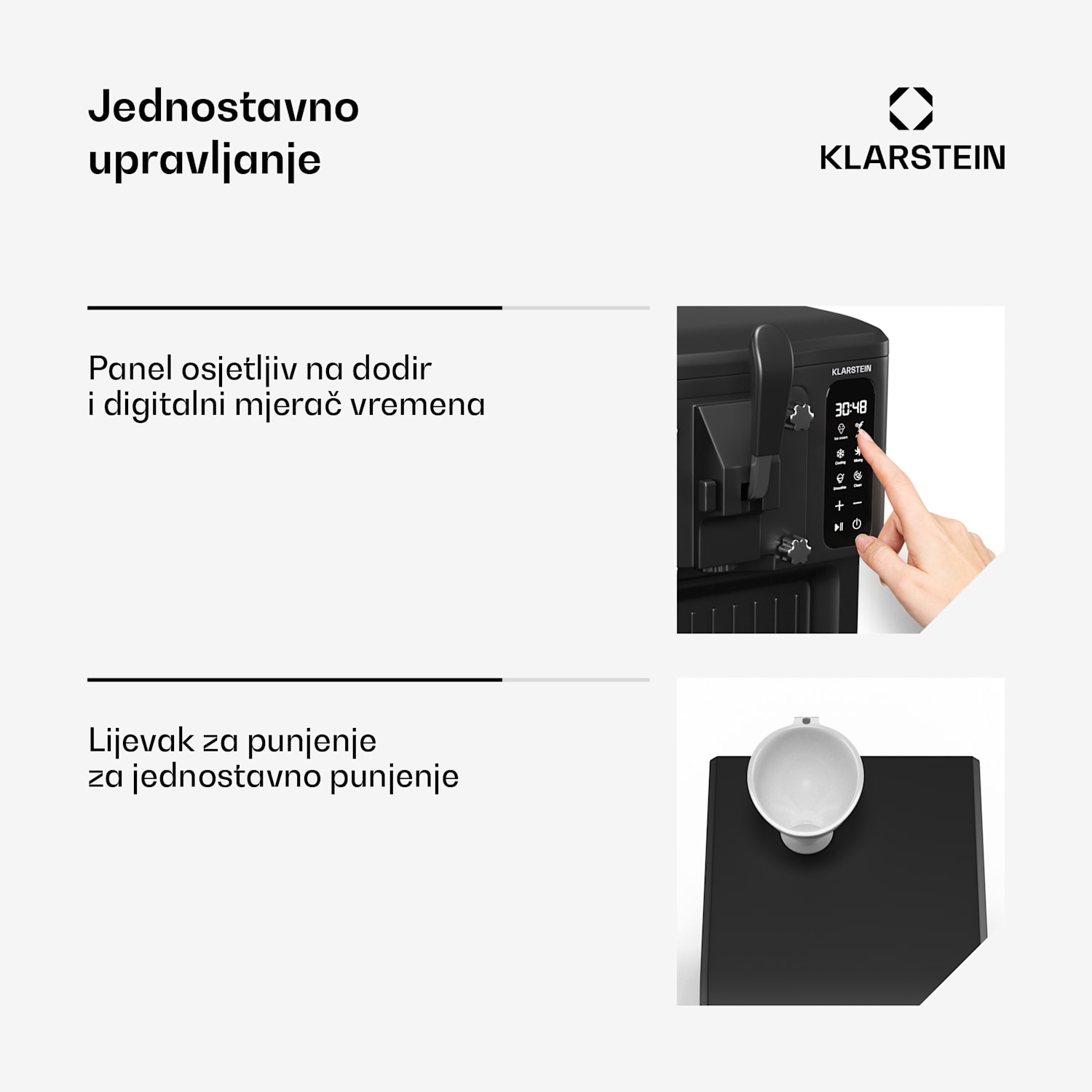 SweetSwirl aparat za sladoled, sladoled, smoothies i milkshakes, automatsko čišćenje Crna