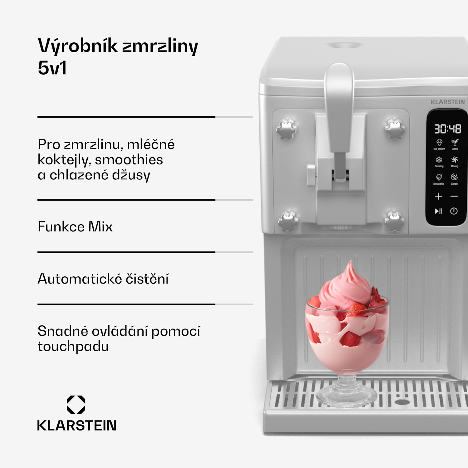 SweetSwirl zmrzlinovač, zmrzlina, smoothies a mléčné koktejly, automatické čištění 