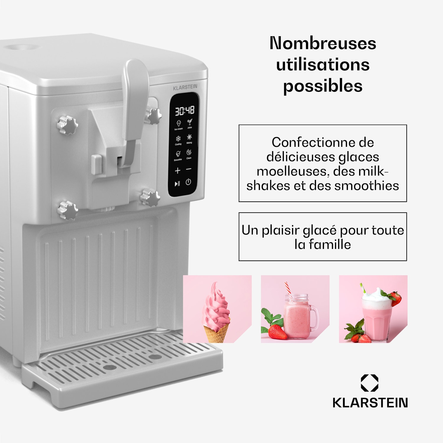 SweetSwirl ijsmachine | ijs, smoothies en milkshakes | automatische reiniging Wit