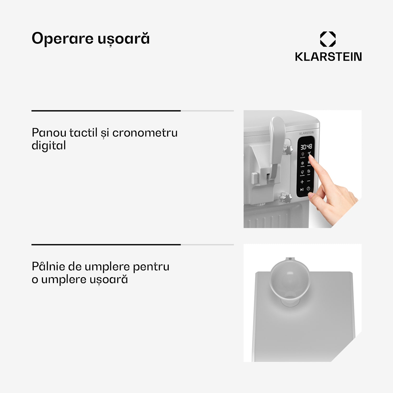 Mașină de făcut înghețată SweetSwirl, înghețată, smoothie-uri și milkshake-uri, curățare automată Alb