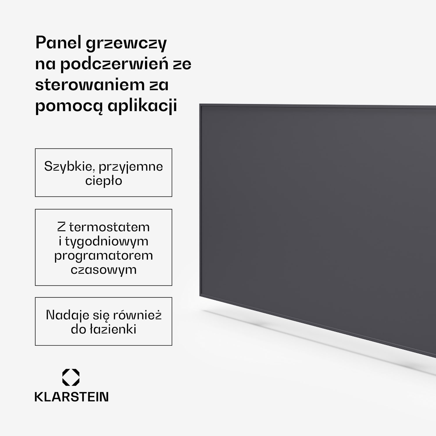 Wonderwall Smart Panel grzewczy na podczerwień, 60 x 120 cm, Aplikacja, 770 W, Programator tygodniowy, IP24 60 x 120 cm | 720 W | Tak | Szary