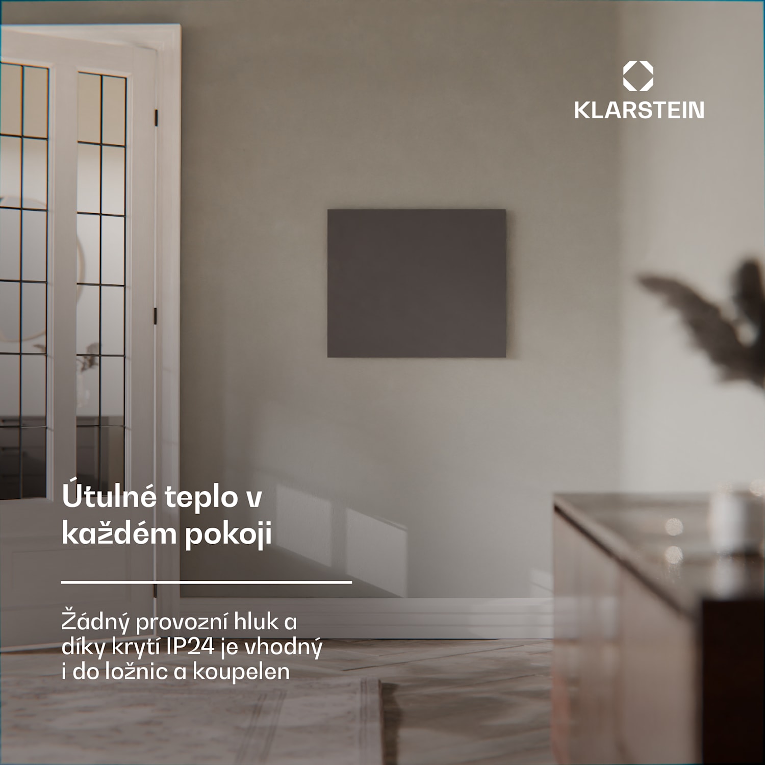 Wonderwall inteligentní Infračervený ohřívač, 60x60 cm, Aplikace, 360W, Týdenní časovač, IP24 60 x 60 cm | 360 W | Ano | Šedá