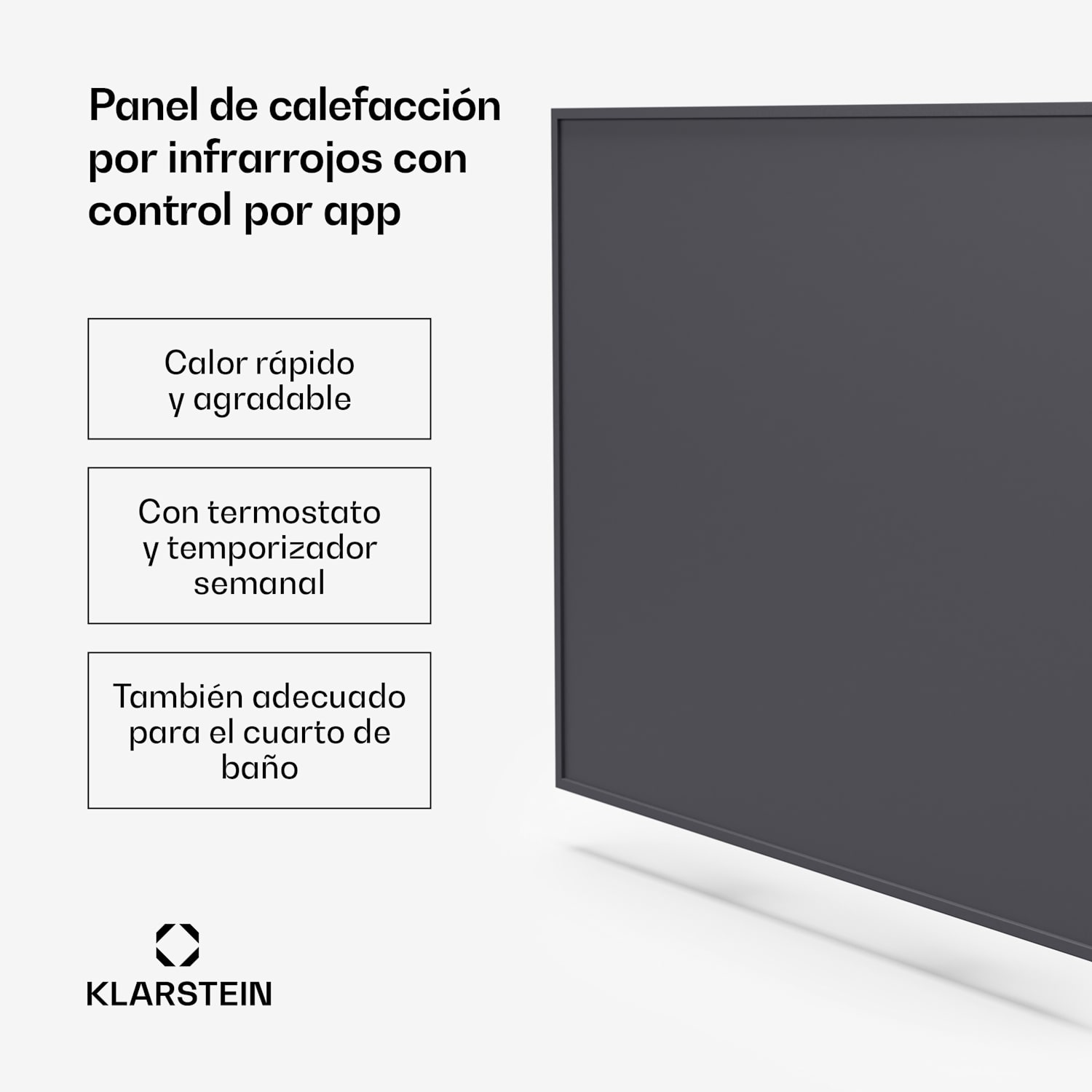 Wonderwall Smart calefactor de infrarrojos 60x60cm control app 360W temporizador semanal IP24 60 x 60 cm | 360 W | Sí | Gris