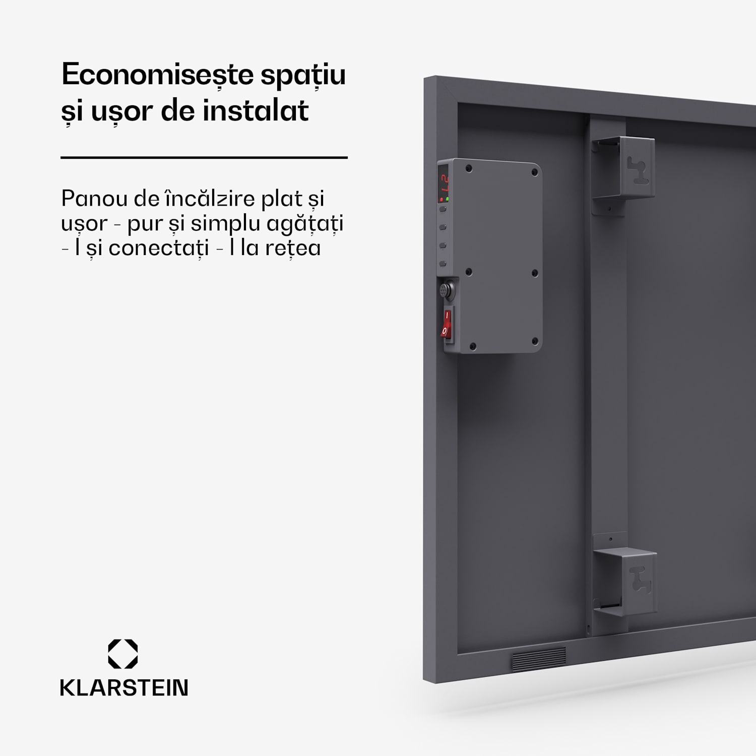 Radiatorul inteligent cu infraroșu Wonderwall, 60x60cm, Aplicație, 360W, Temporizator săptămânal, IP24. 60 x 60 cm | 360 W | Da | Gri