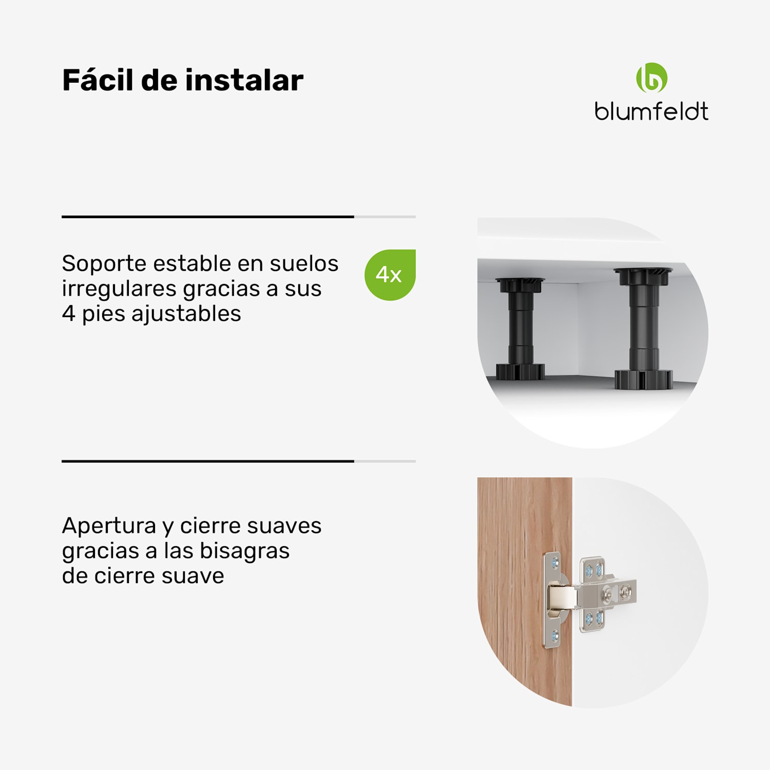 Armario bajo fregadero WoodVista | Robusto | Bisagras de cierre suave I mangos de aluminio Mueble bajo fregadero 80 cm | Blanco / Roble